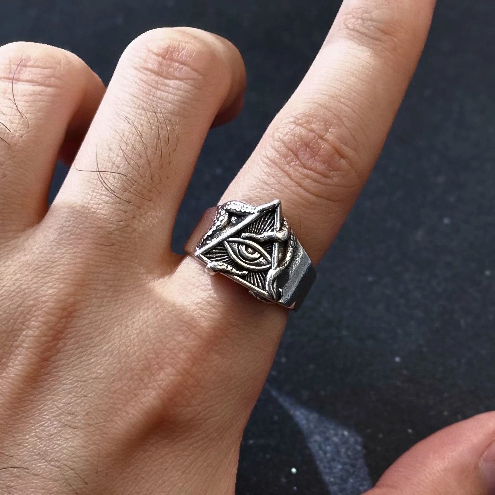 Vintage Retro Eye of Providence Adjustable Open Ring Size ONE SIZE - 5 Thumbnail