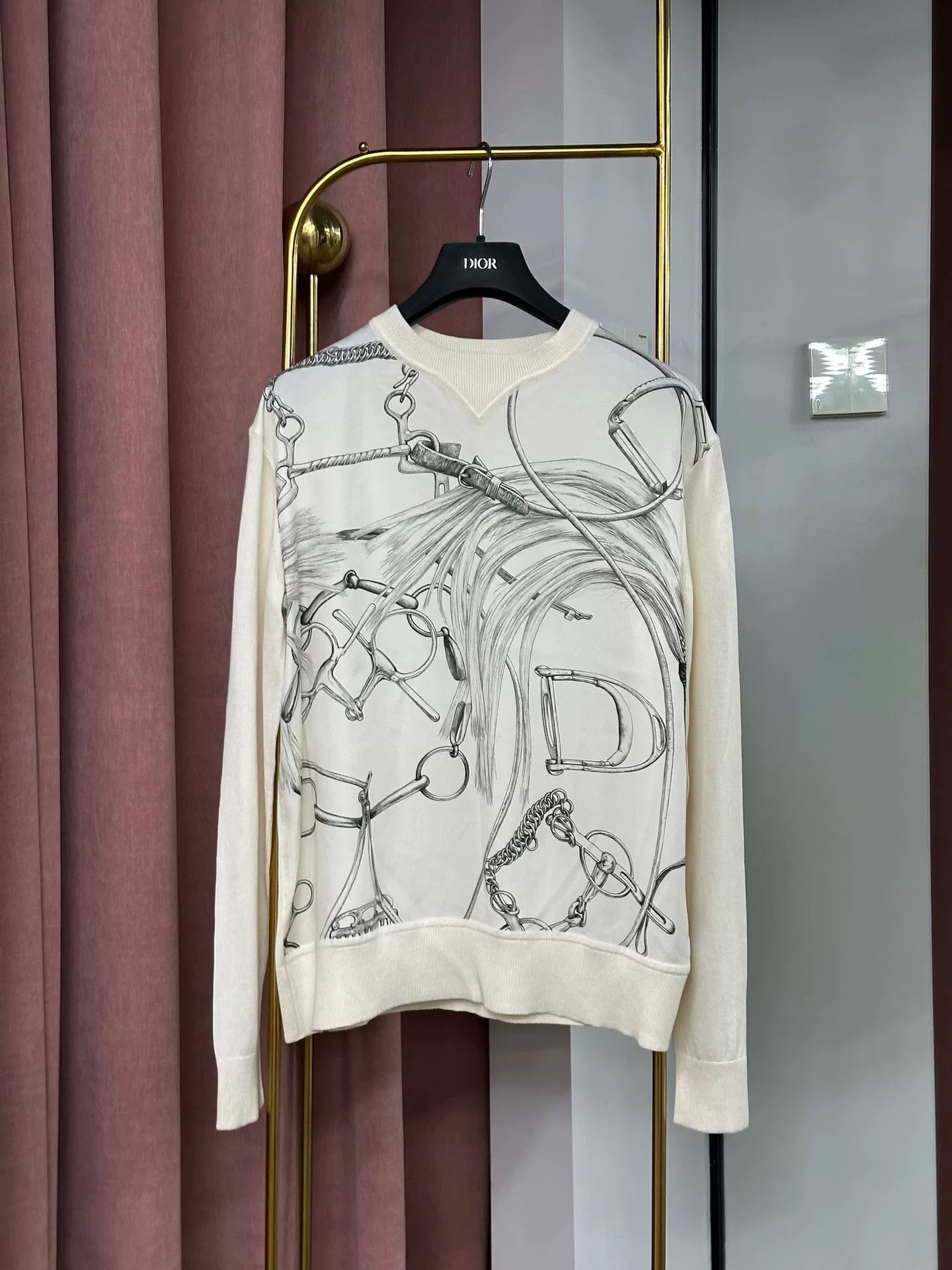 Hermes Hermes White Printed Silk Long Sleeve Top Size US XS / EU 42 / 0 - 1 Thumbnail