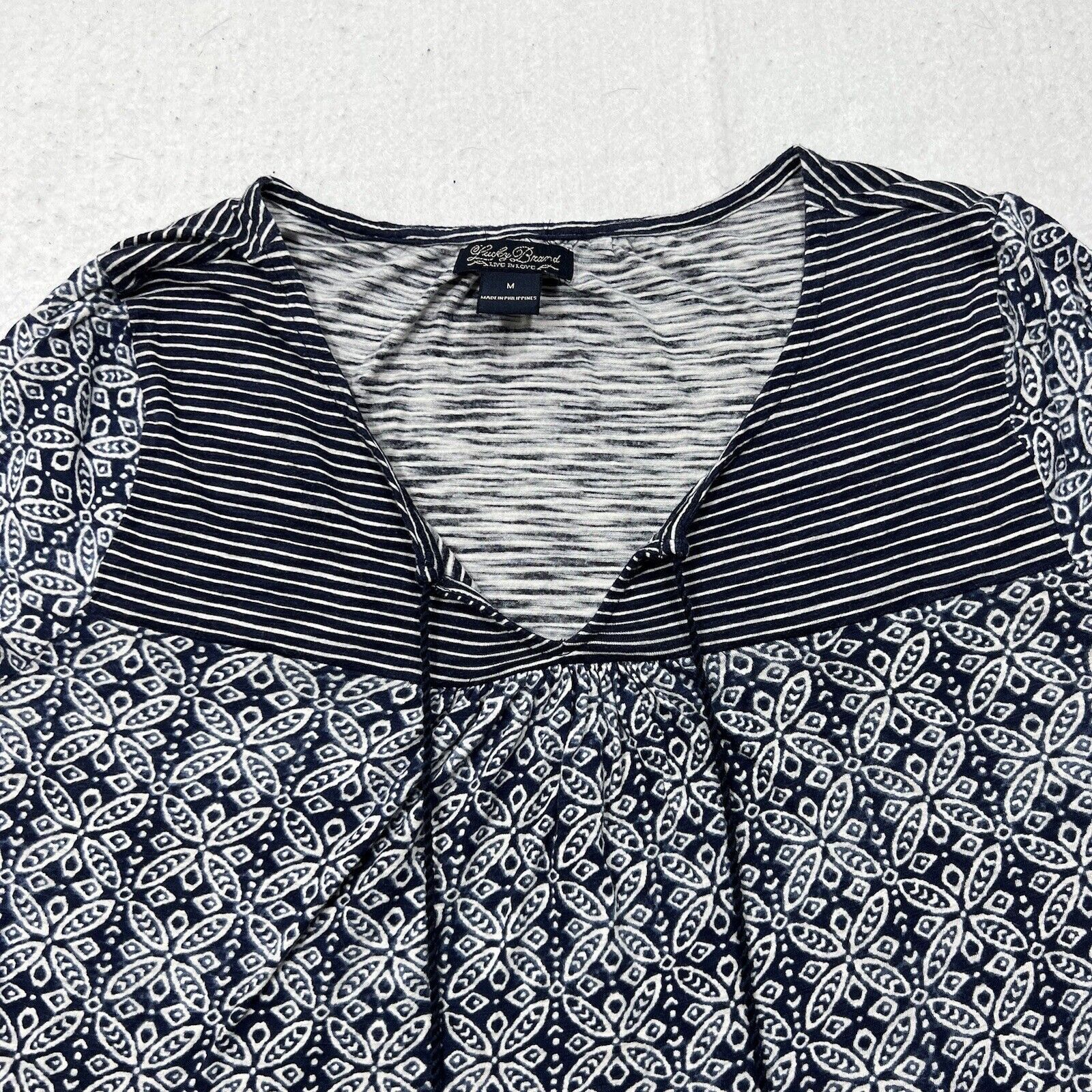 Lucky Brand Lucky Brand Blue Lightweight Pullover Blouse With Tassels Size M / US 6-8 / IT 42-44 - 2 Thumbnail