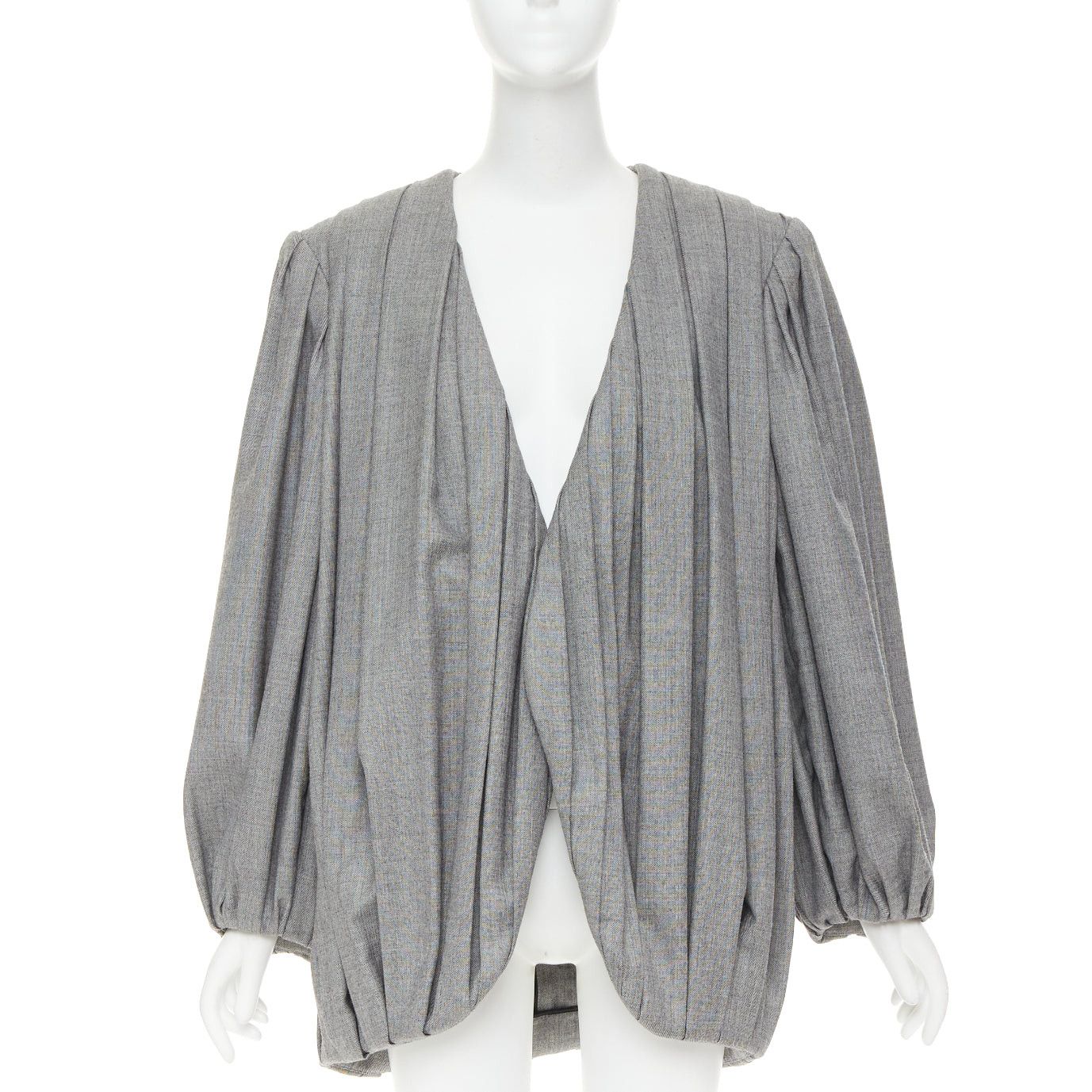 Louis Vuitton LOUIS VUITTON 2023 Runway grey pleated balloon sleeves power shoulder jacket Size M / US 6-8 / IT 42-44 - 1 Thumbnail