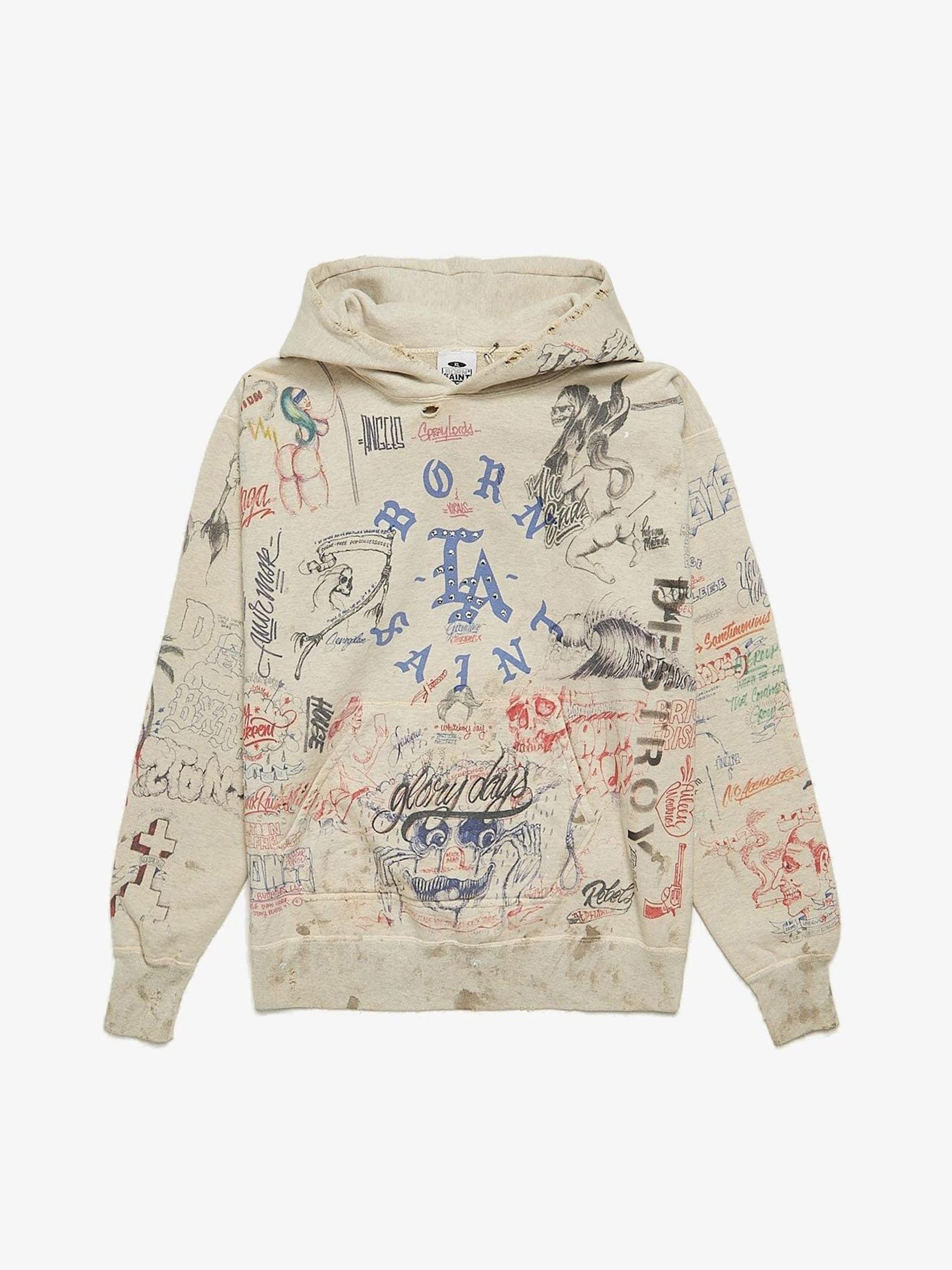 Saint Michael Born Raised Graffiti Hoodie Size US XL / EU 56 / 4 - 1 Thumbnail