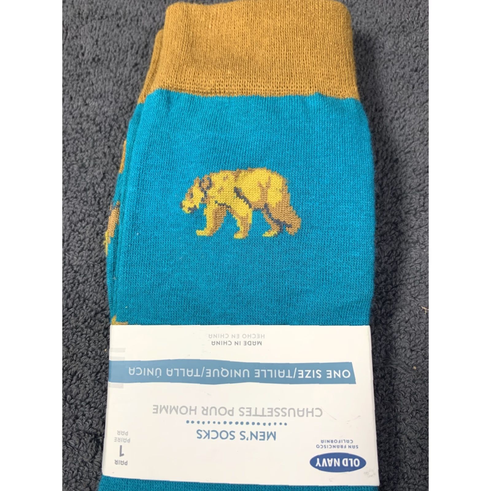 Old Navy Old Navy Mens Socks Crew Mid Calf One Size Blue Brown Bear Print All Seasons Lightweight Walking Department Men Size ONE SIZE - 3 Thumbnail