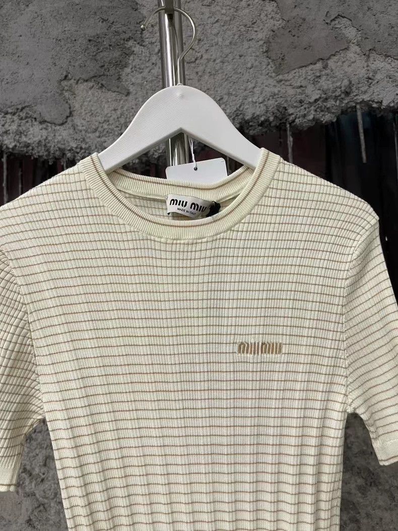 Prada Miu Miu New Logo Knit Dress Stripes -2505 Size US 40 / EU 56 - 3 Thumbnail