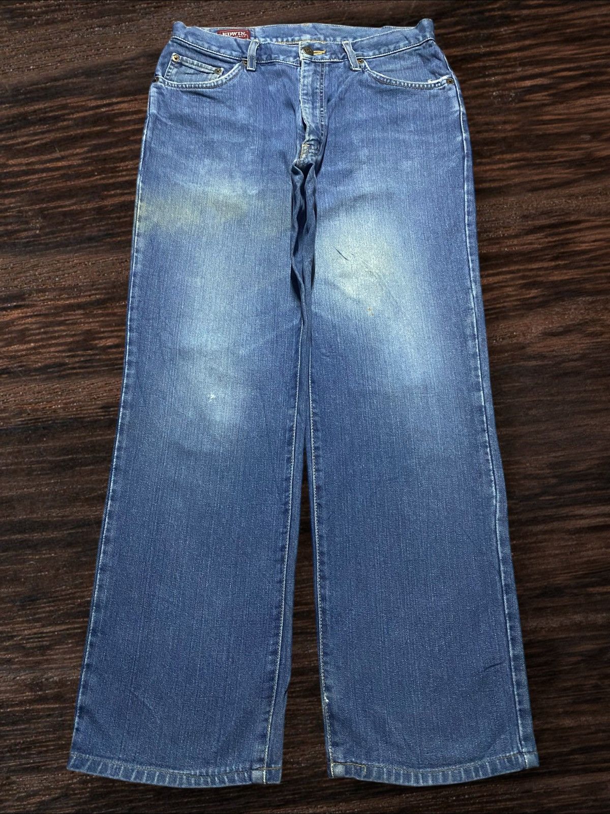 Japanese Brand Vintage Japanese Brand Edwin 703 Blue Wash Distressed Jeans Size US 30 / EU 46 - 1 Thumbnail