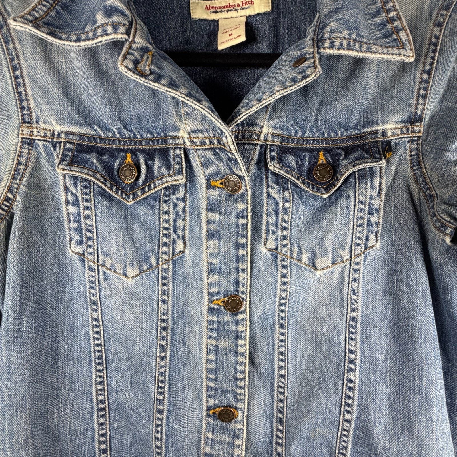 Abercrombie & Fitch Abercrombie Denim Jacket Womens M Cropped Distressed Size M / US 6-8 / IT 42-44 - 4 Thumbnail