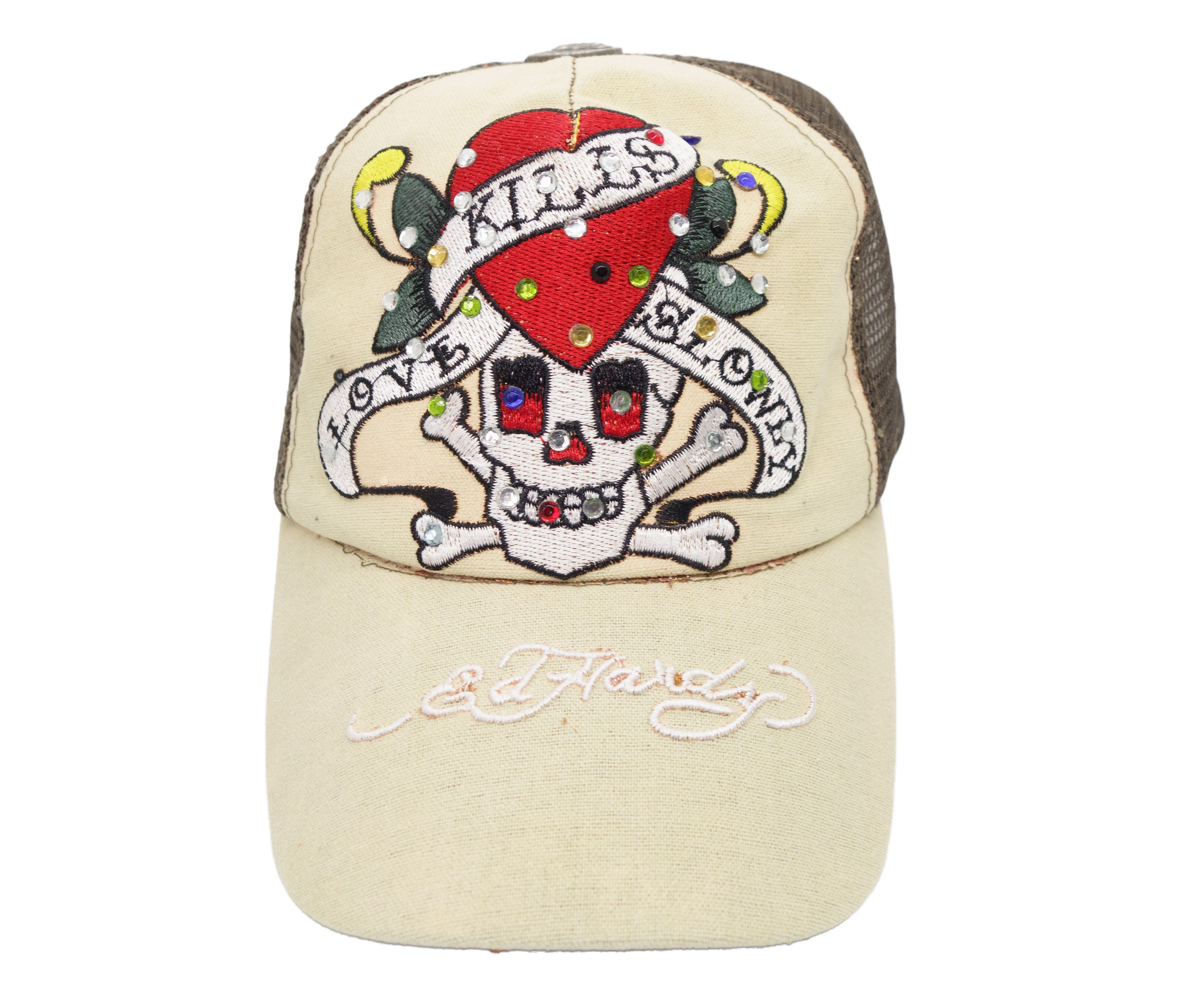 Ed Hardy Y2K Love Kills Slowly Skull Rhinestone Trucker Hat Size ONE SIZE - 2 Thumbnail