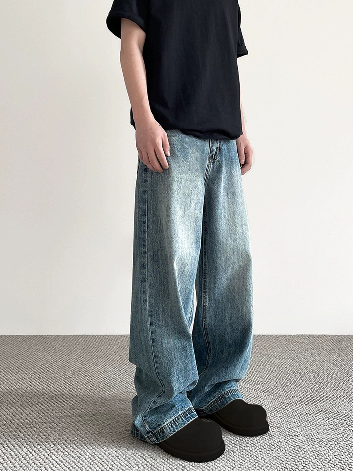 Jean American cleanfit straight all-match distressed blue jeans Size US 32 / EU 48 - 2 Thumbnail