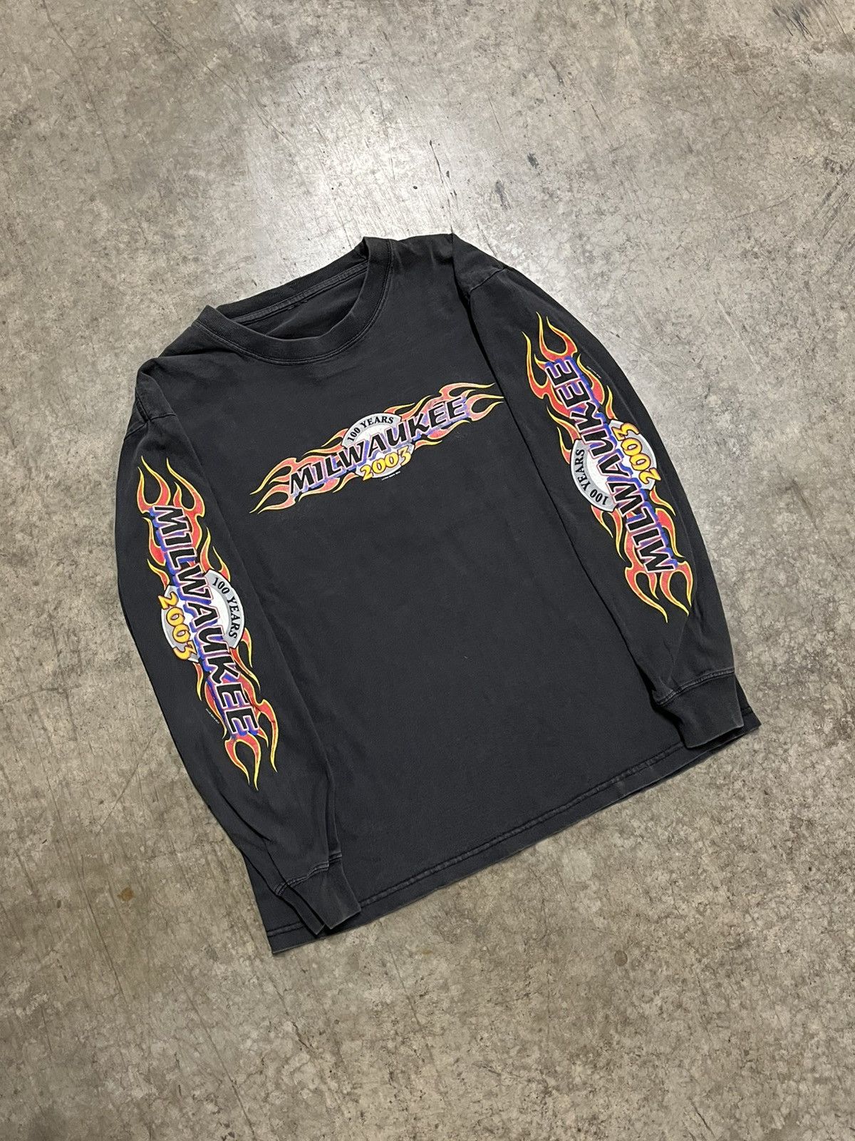 Harley Davidson × Vintage Y2k flame harley style biker longsleeve tee skater grunge Size US XL / EU 56 / 4 - 2 Thumbnail