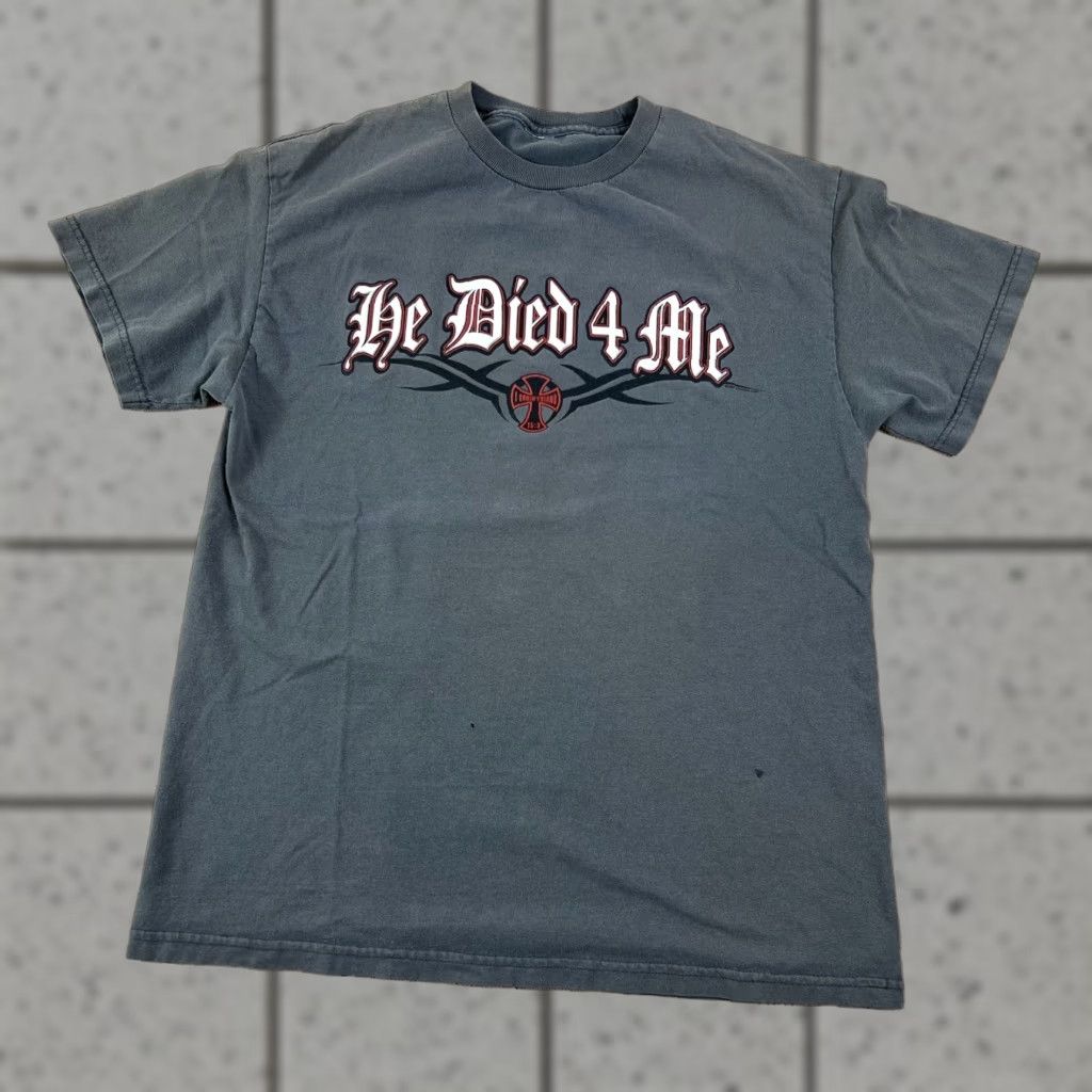Alife Y2K Jesus Biker Choppers Parody Gray T Shirt Medium Mens Humor 4 Life He Died 4 Me Christ 4 Life Size US M / EU 48-50 / 2 - 1 Thumbnail