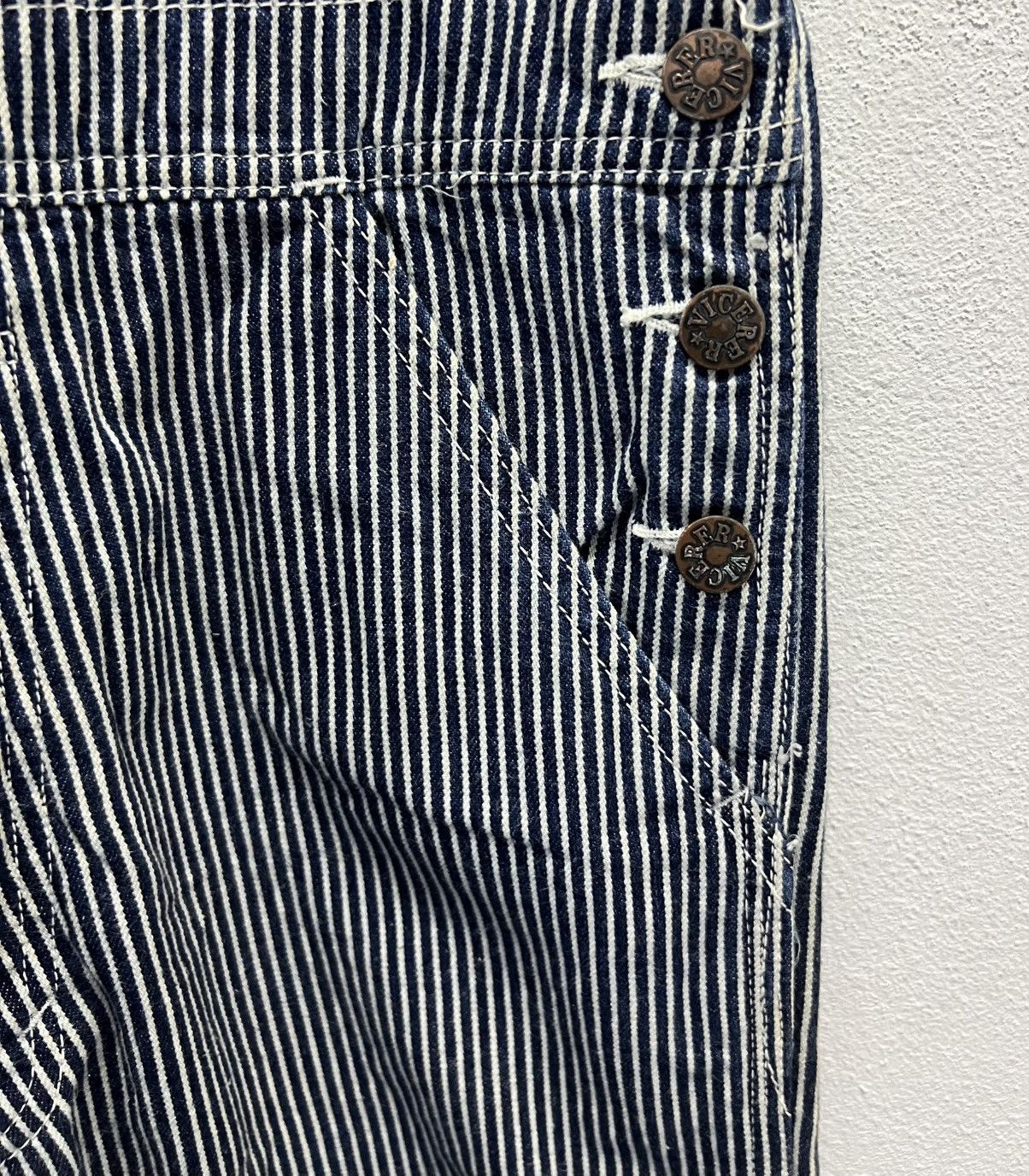 Japanese Brand × Vintage Vintage Vicerer Striped Denim Overalls - Size M Size US 31 - 9 Thumbnail