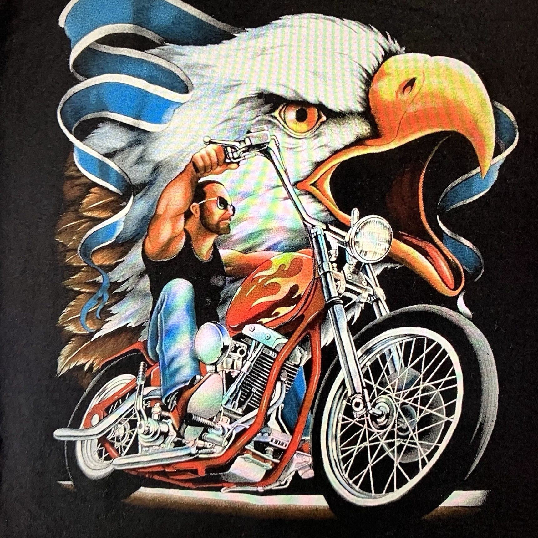 Delta VINTAGE Delta Men’s T-Shirt Adult 2XL Black Biker Motorcycle Eagle Graphic Print 2000s USA Size US XXL / EU 58 / 5 - 3 Thumbnail