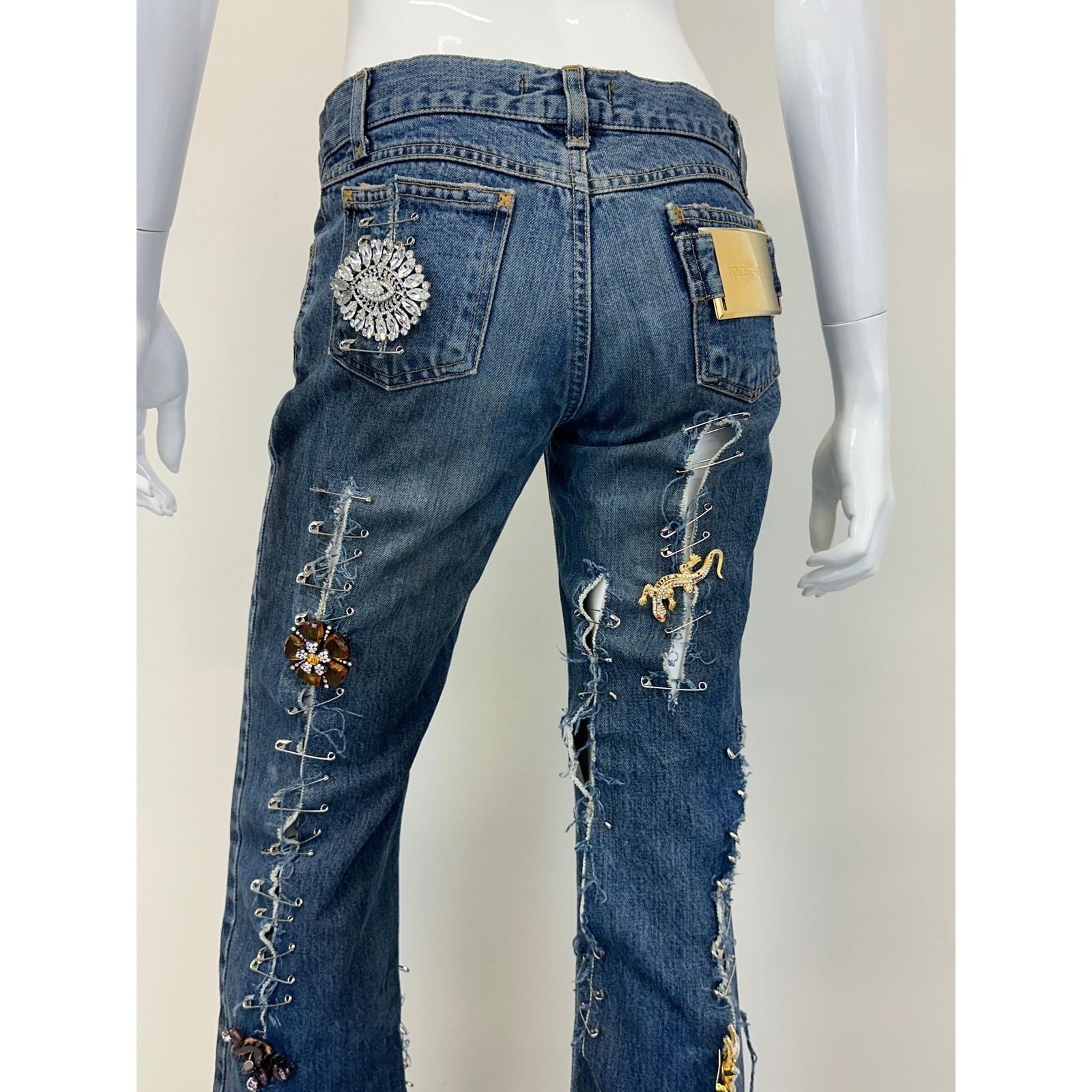 Dolce & Gabbana S/S 2001 Dolce & Gabbana safety pin punk jeans with broches Size 27" / US 4 / IT 40 - 14 Thumbnail