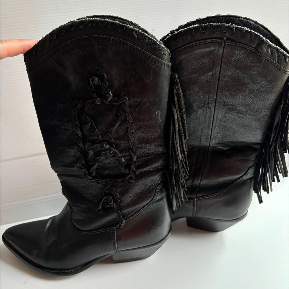 Vintage Zodiac Carson Fringe Leather Cowboy Boots