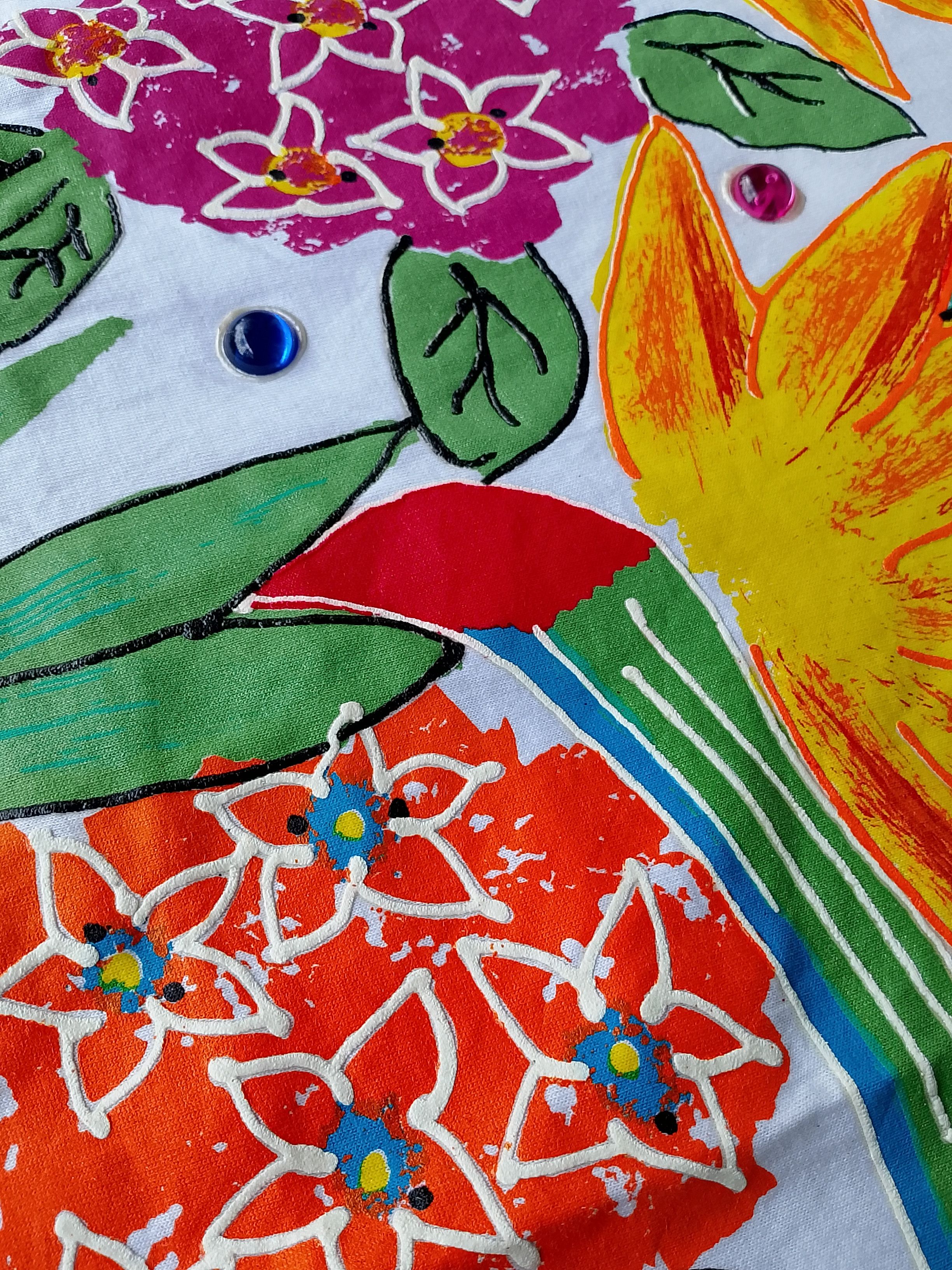 Other Vintage Hand-painted Floral T-shirt Wearable Art 80s Size US XXL / EU 58 / 5 - 9 Thumbnail