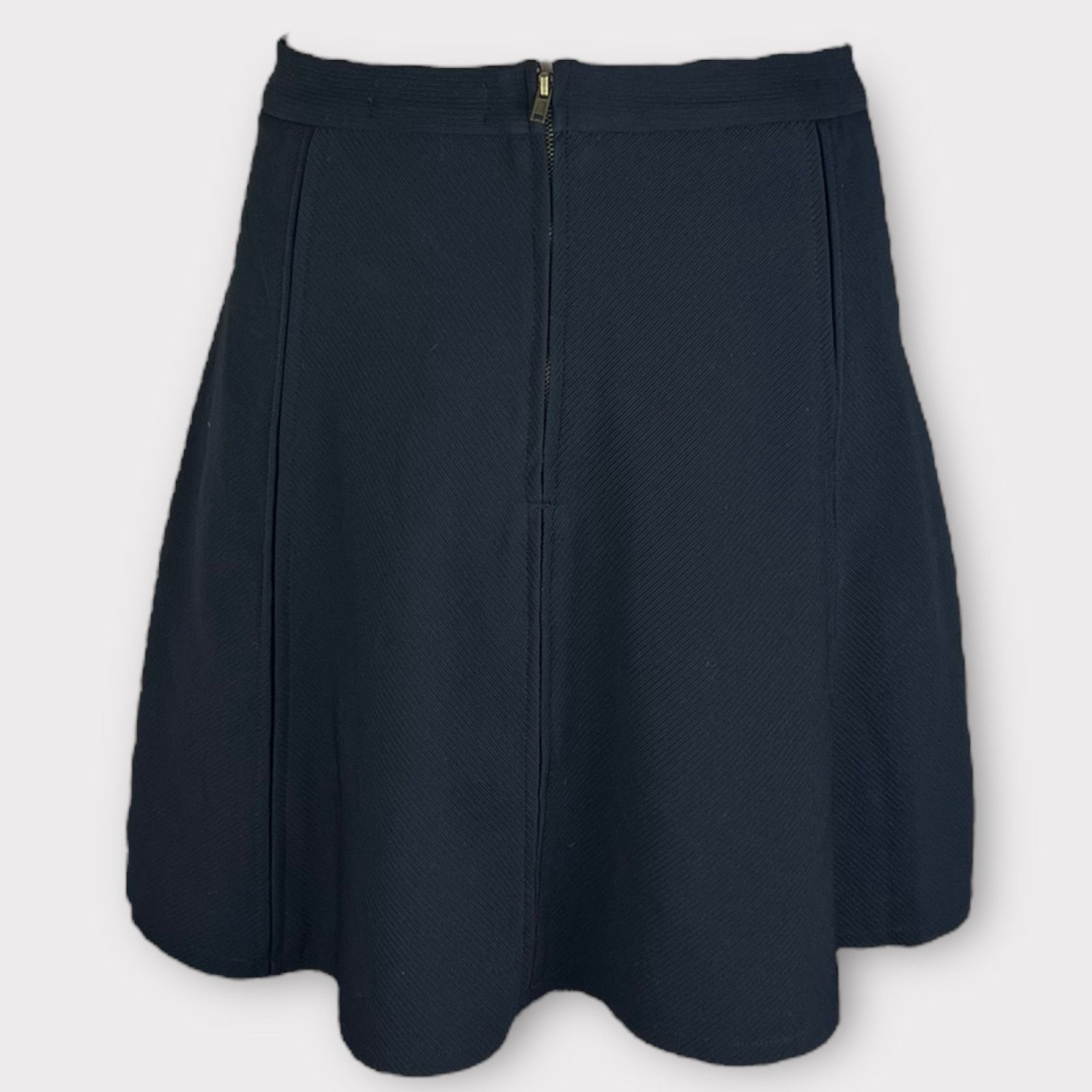 Nordstrom Monteau | Women’s Mini Skater A-line Ribbed Black Skirt Size 30" / US 8 / IT 44 - 8 Thumbnail