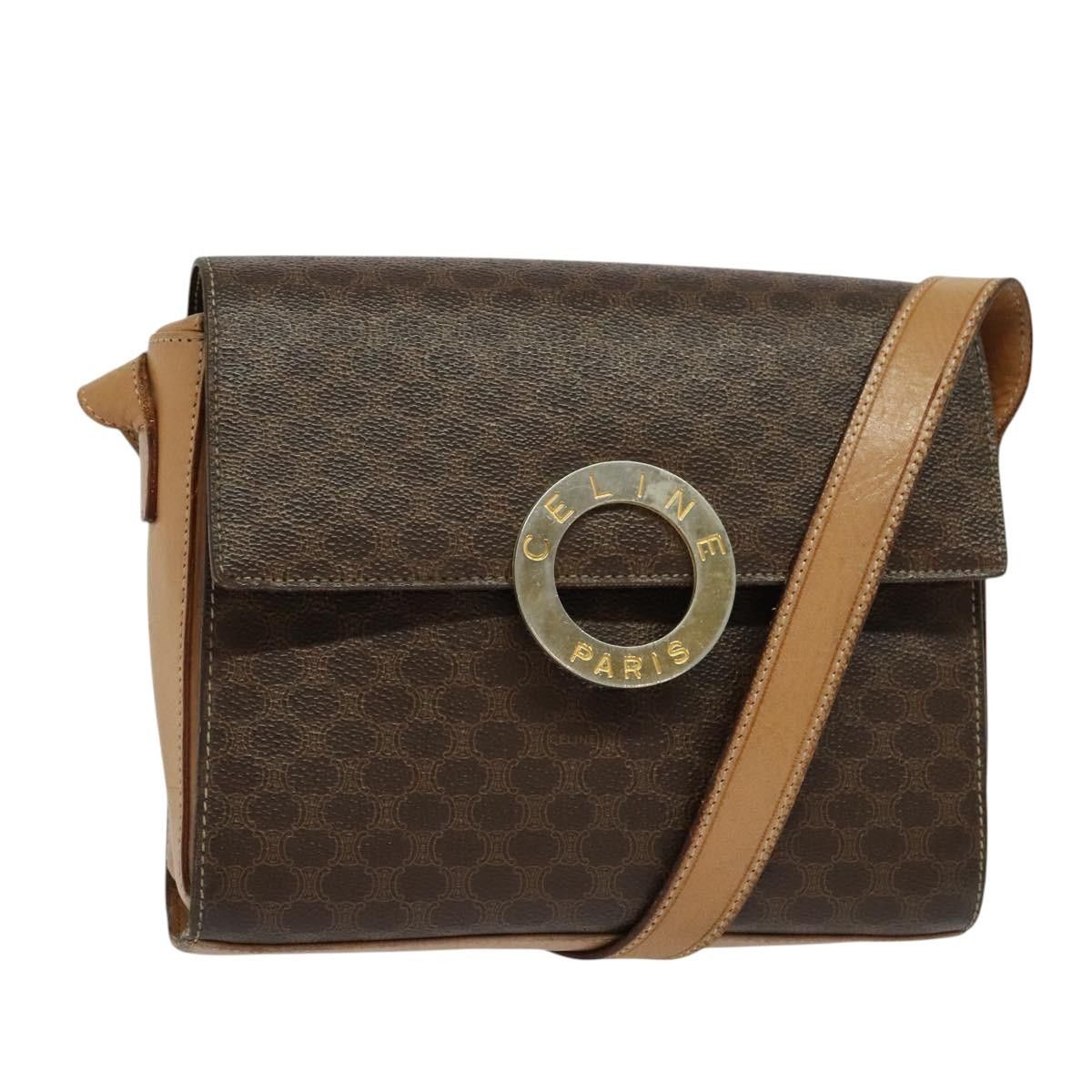 Celine CELINE Macadam Canvas Circle Shoulder Bag Pvc Leather Brown Size ONE SIZE - 1 Thumbnail