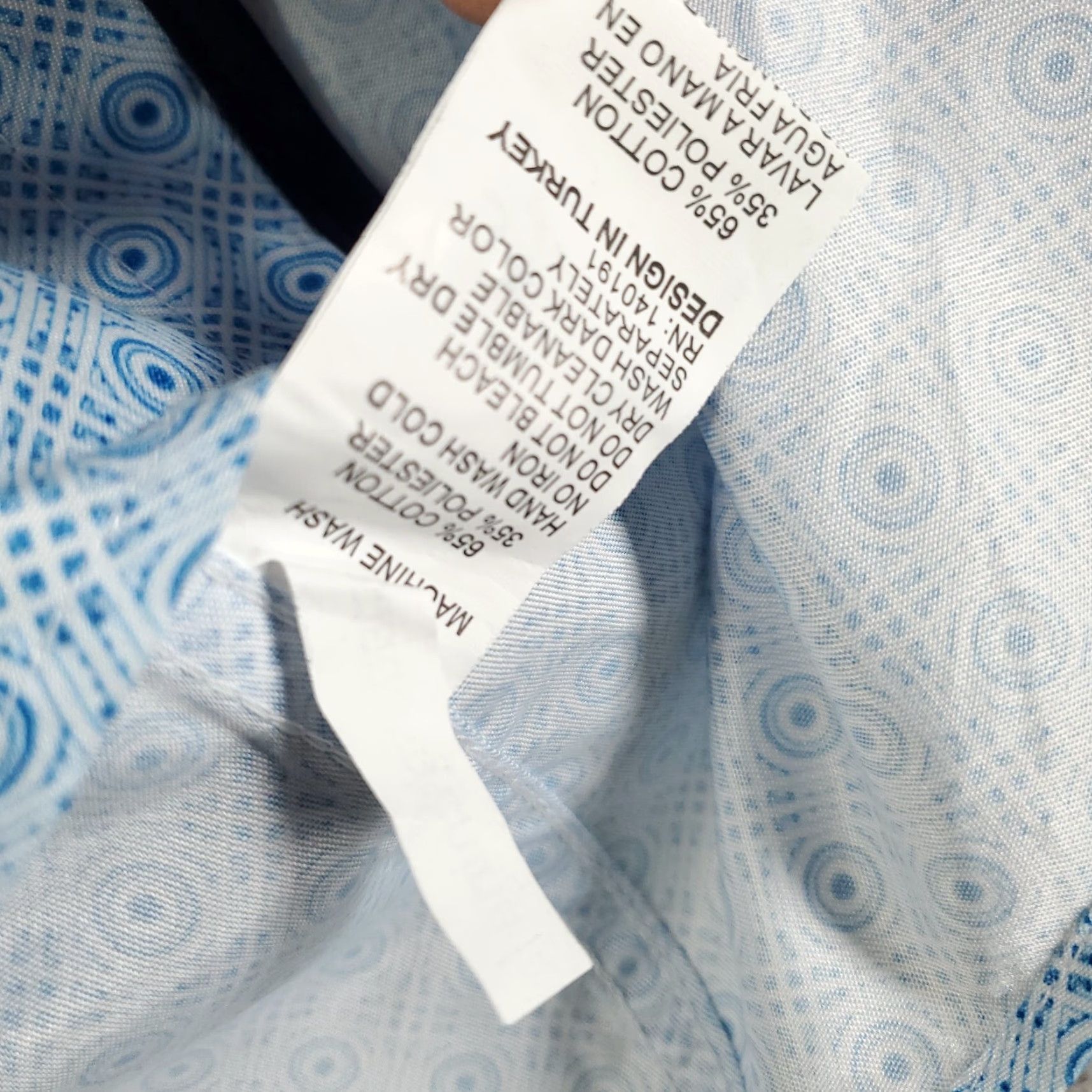 Vintage Silverstone Button-Up Shirt XL Mens Blue White Geometric Pattern Slim Modern Fit Casual Business Size US XL / EU 56 / 4 - 7 Thumbnail