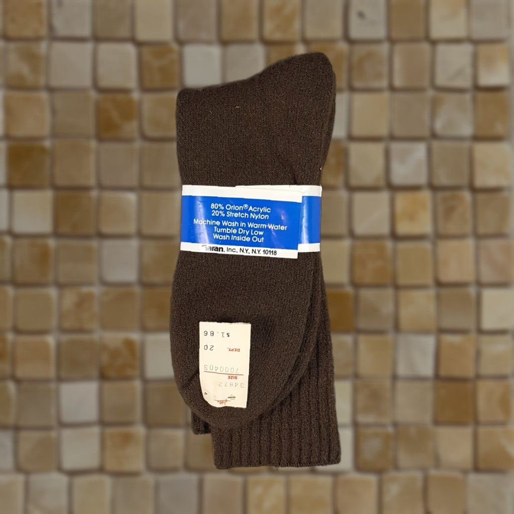 Logo 7 VINTAGE 80s Garan Lion Tiger Logo Socks Mid Calf Men's Size 10-13 Brown Retro Animal Size ONE SIZE - 1 Thumbnail