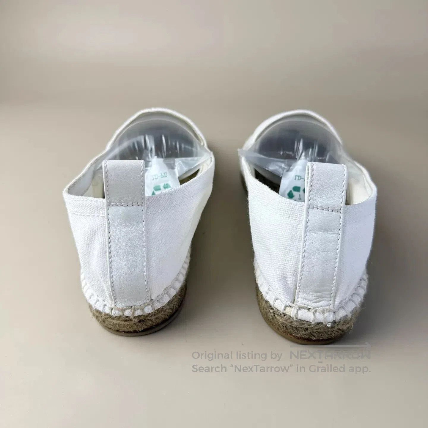 Hermes White Canvas Slip-On Espadrille Shoes. Size US 8 / EU 41 - 3 Thumbnail