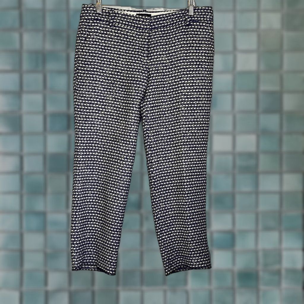 J.Crew J. Crew Cafe Capri Women’s Blue Tweed Silk Blend Black Label Pants 6 Multicolor Capri Woman Size ONE SIZE - 1 Thumbnail
