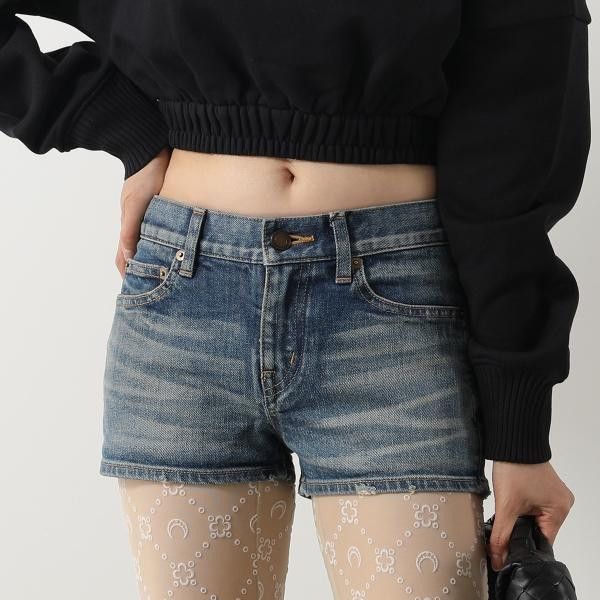 Saint Laurent Paris oc11z10524 Skinny-Fit Spirit Denim Shorts in Blue Size 27" / US 4 / IT 40 - 6 Thumbnail