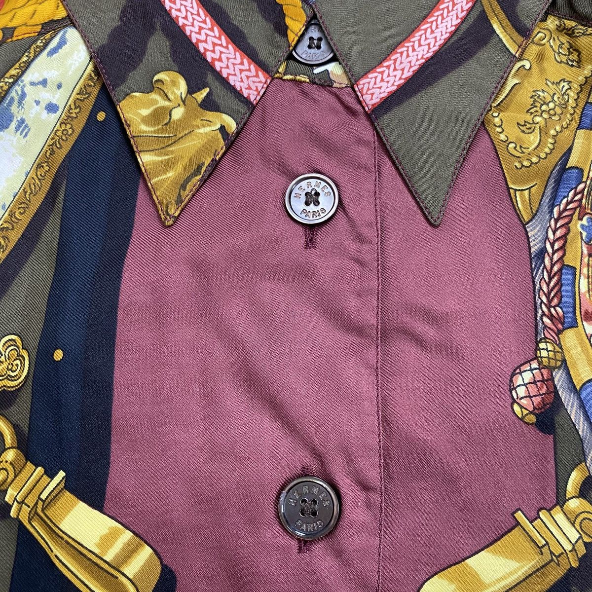 Hermes 90s Arcive Hermes Paris Equestrian Scarf Graphic Silk Shirt Size US L / EU 52-54 / 3 - 12 Thumbnail