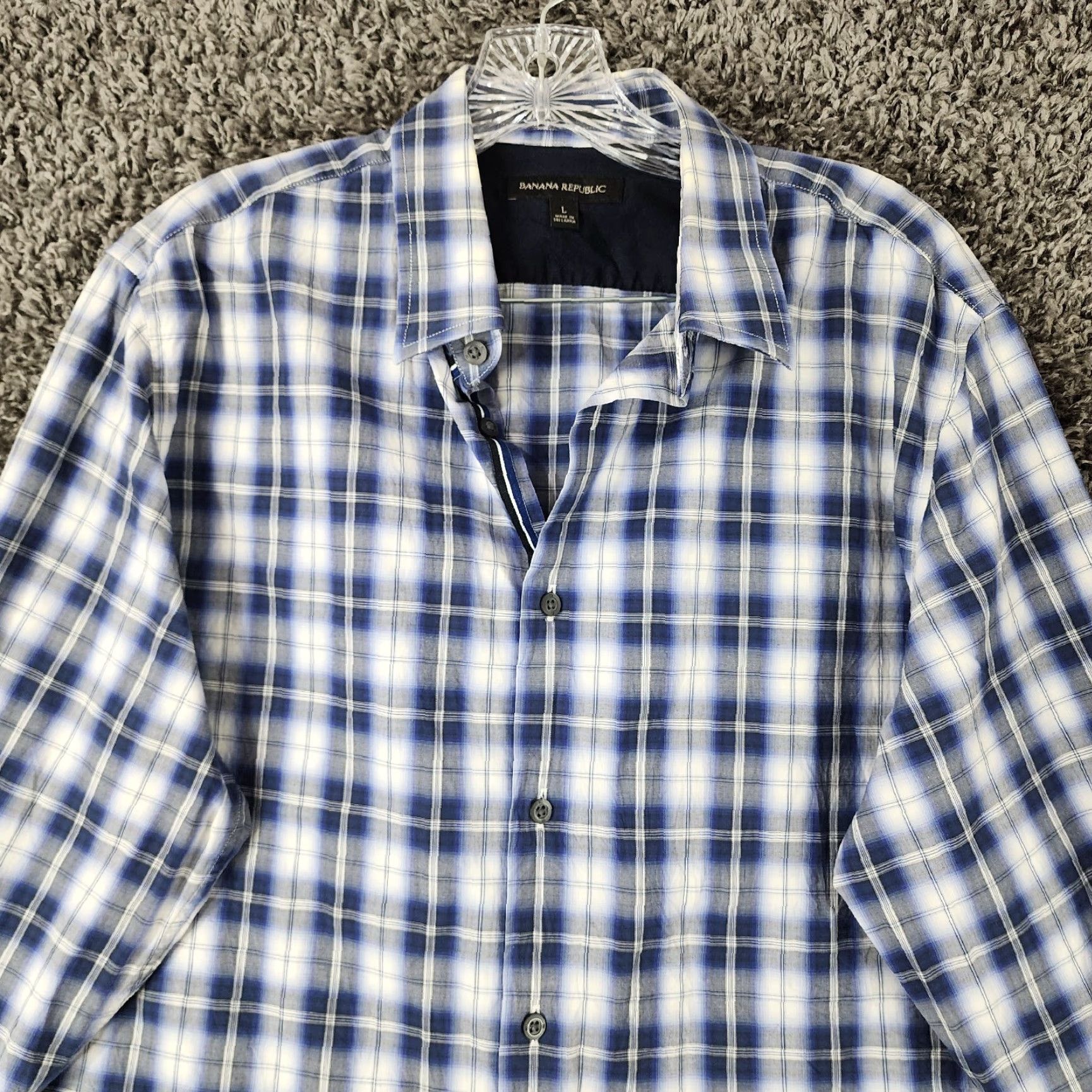 Banana Republic Banana Republic Mens Blue Plaid Long Sleeve Button-Up Size L Size US L / EU 52-54 / 3 - 3 Thumbnail