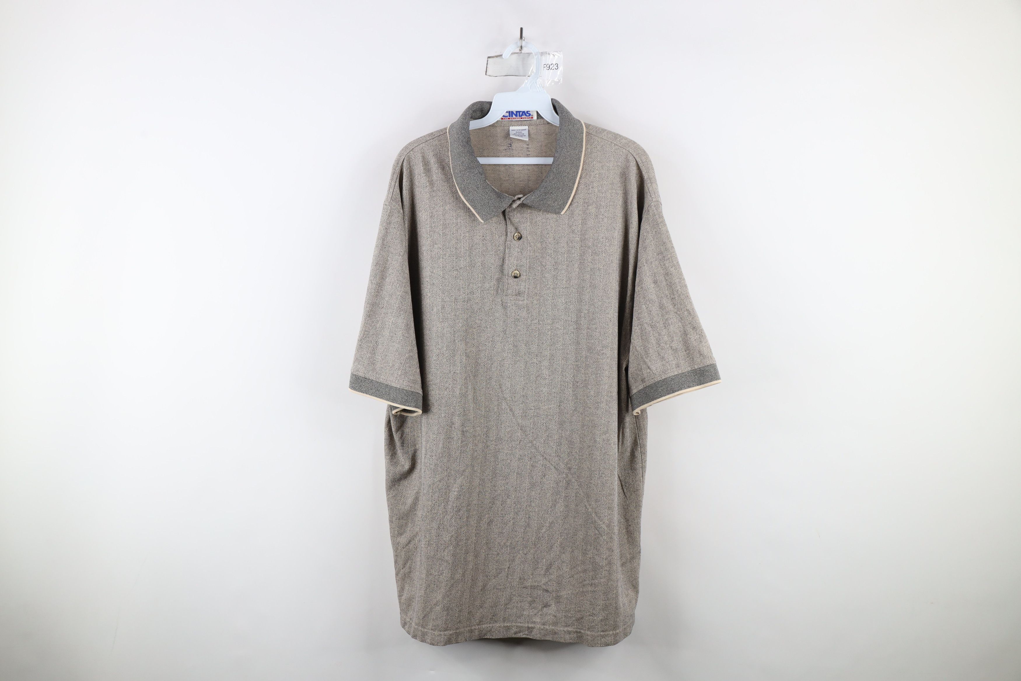 Vintage Vintage 90s Streetwear Herringbone Collared Polo Shirt Size US XL / EU 56 / 4 - 1 Thumbnail