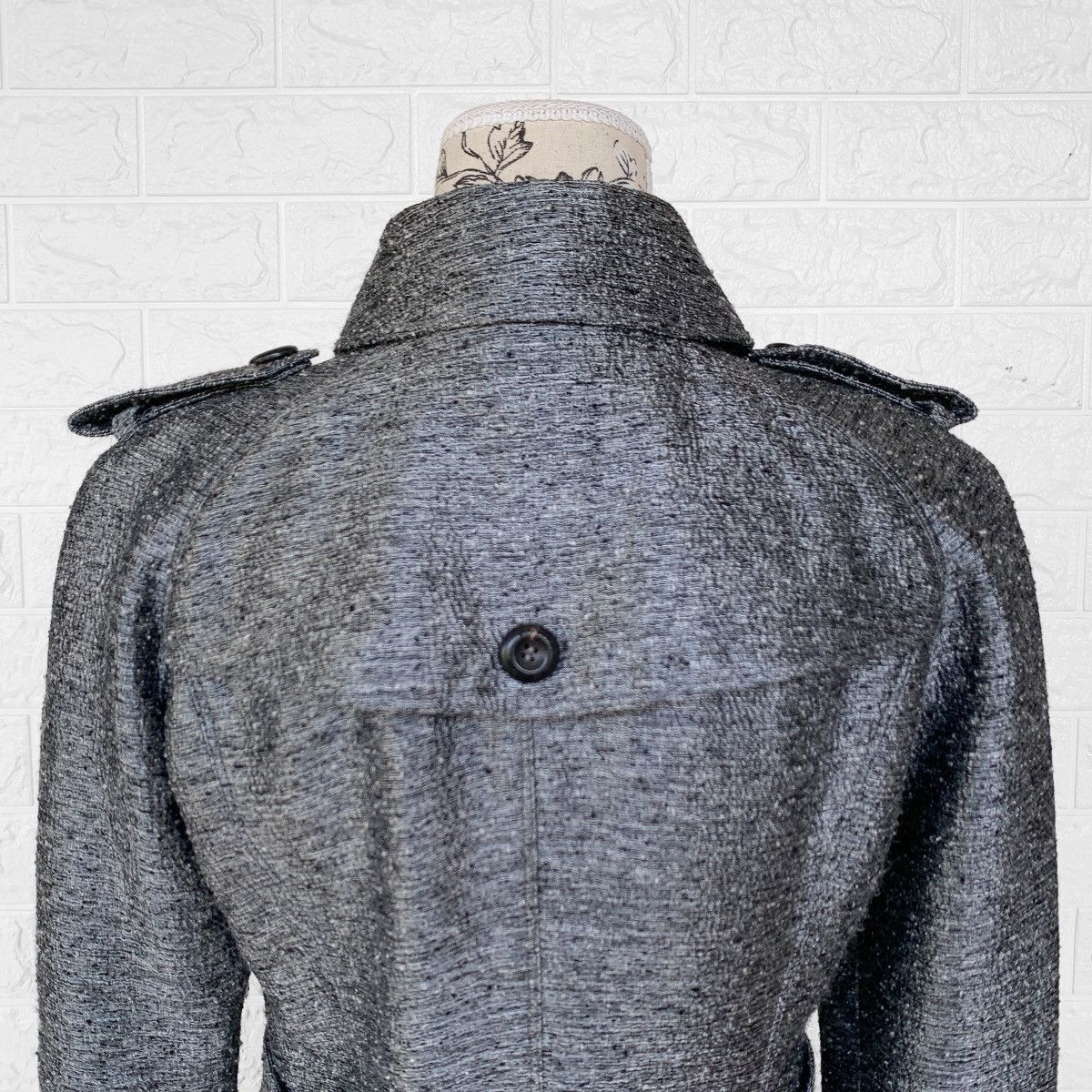Burberry Burberry Mettalic Jacquard Wool Trench Coat Jacket Silver Size US S / EU 44-46 / 1 - 9 Thumbnail