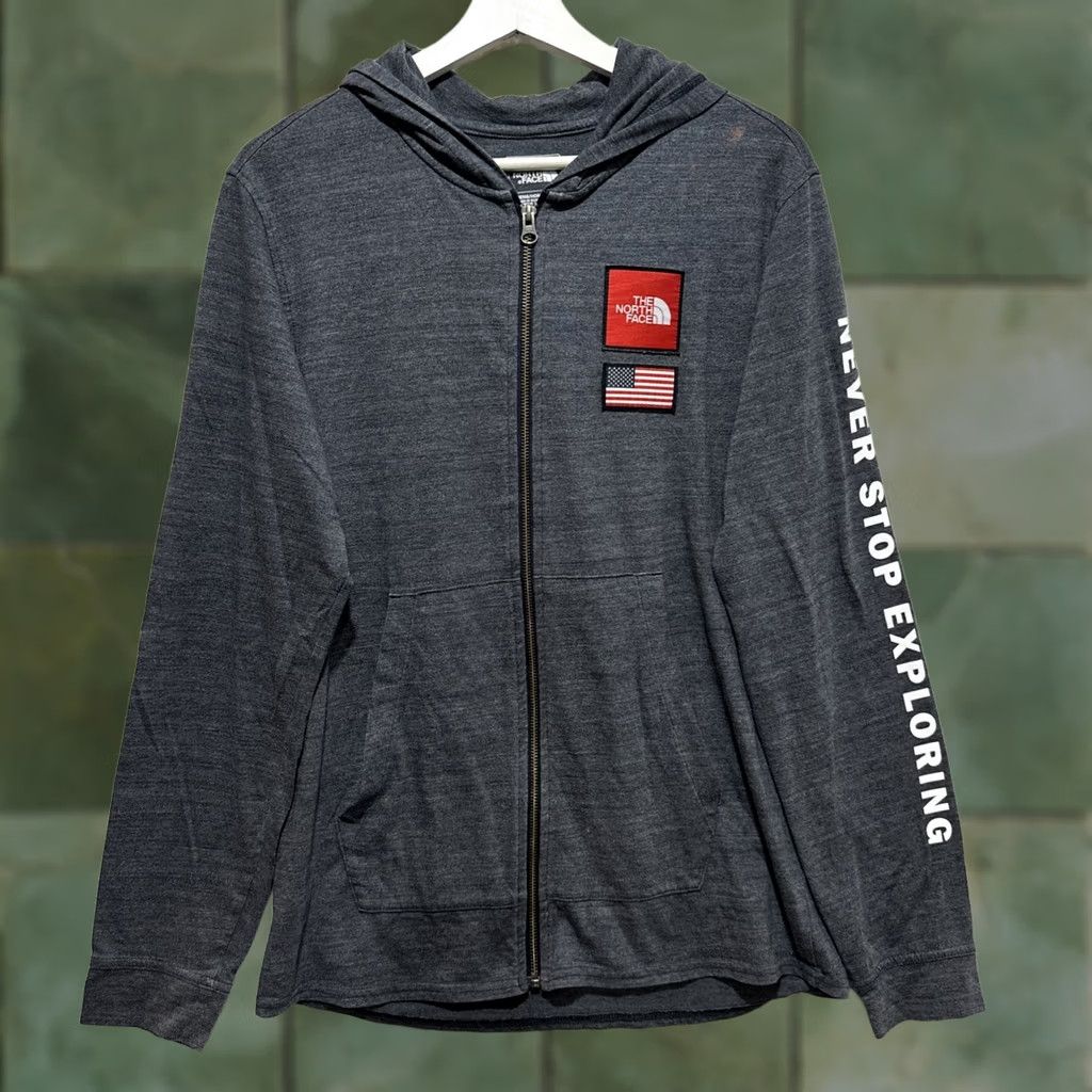 The North Face The North Face Hoodie Men M Gray Regular Full Zip Logo USA Tri-Blend Classic Fit Size US M / EU 48-50 / 2 - 1 Thumbnail