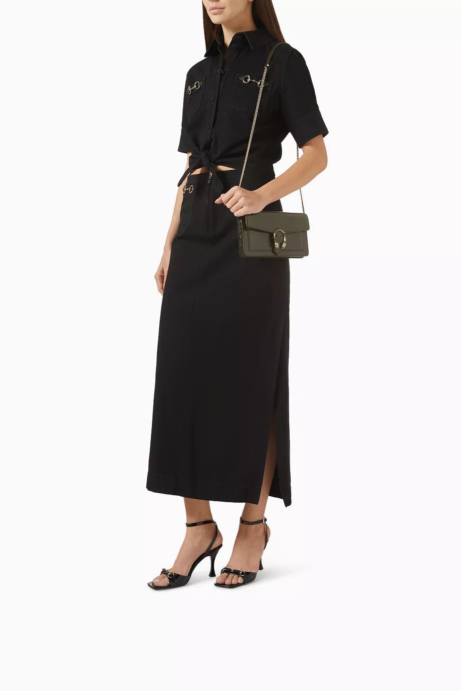 Gucci o1loc1c0326 832469 Women's Sandals With Horsebit in Black Size US 8 / IT 38 - 5 Thumbnail