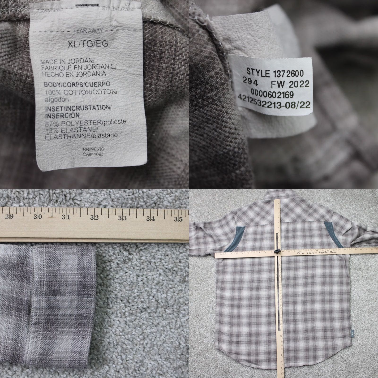 Under Armour Under Armour Shirt Mens XL Gray Plaid Tradesman Flex Flannel Long Sleeve Snap Button-Up Casual Winter Fall Spring Mens XL Gray Plaid Tradesman Flex Size US XL / EU 56 / 4 - 8 Thumbnail