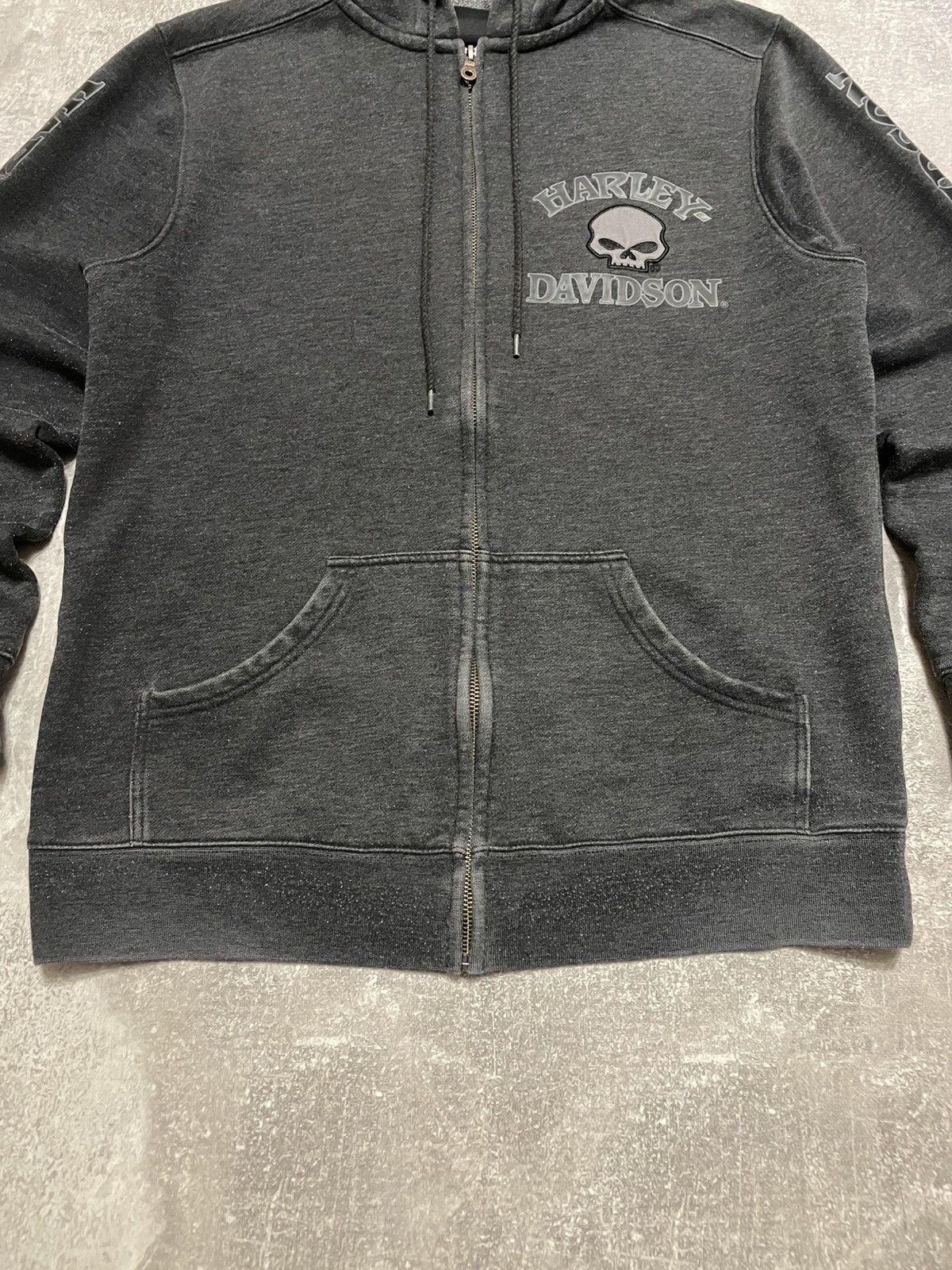 Harley Davidson × Vintage Vintage Harley Davidson Distressed Skull Zip-Up Hoodie Size US S / EU 44-46 / 1 - 3 Thumbnail