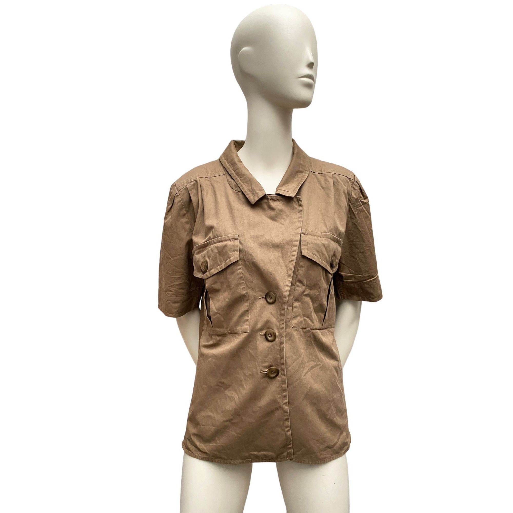 image of YVES Saint Laurent Vintage 1970S Brown Safari Shirt, Women's (Size Small)