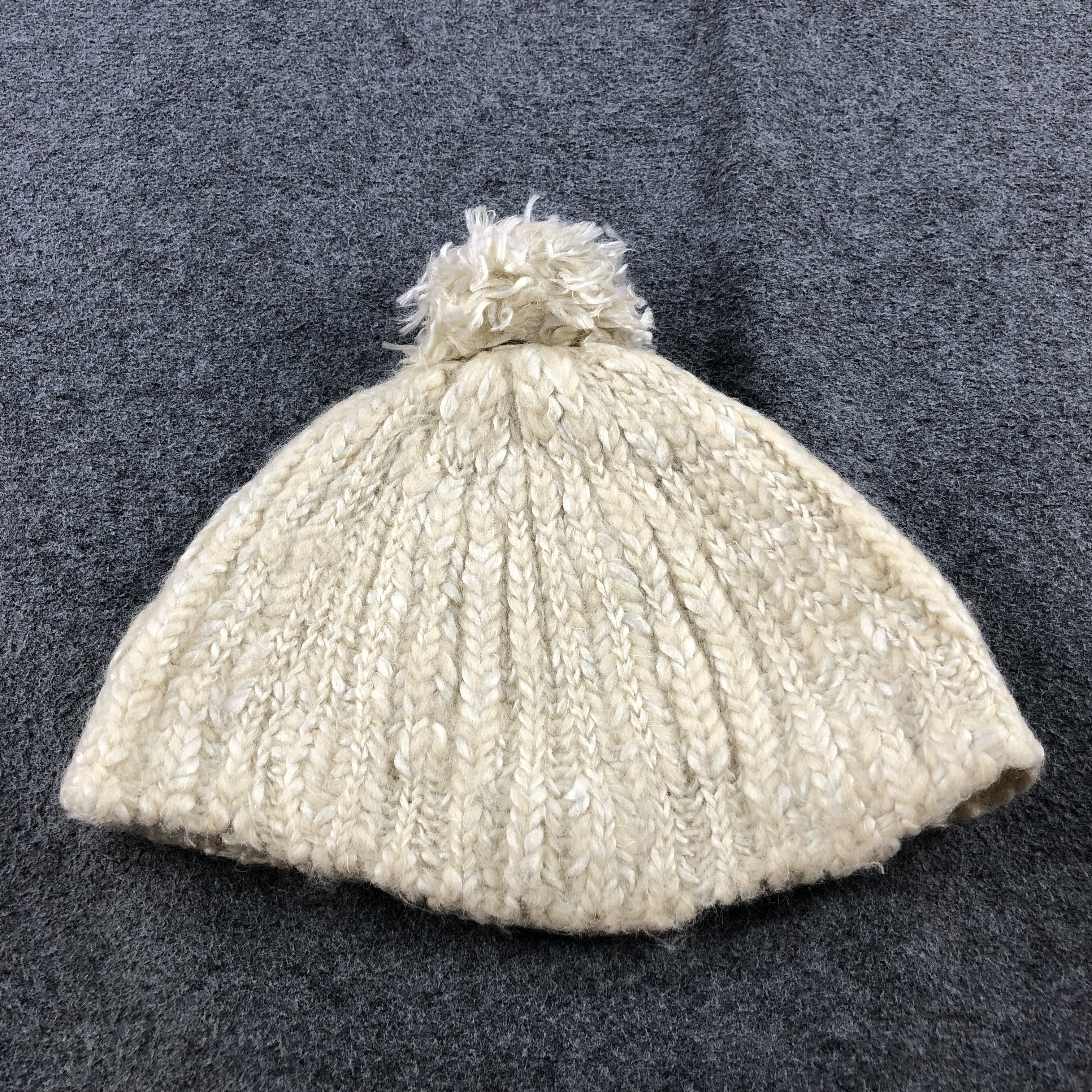 Japanese Brand Made in Japan Wool Blend Chunky Knit Pom Pom Beanie Hat B201 Size ONE SIZE - 3 Thumbnail