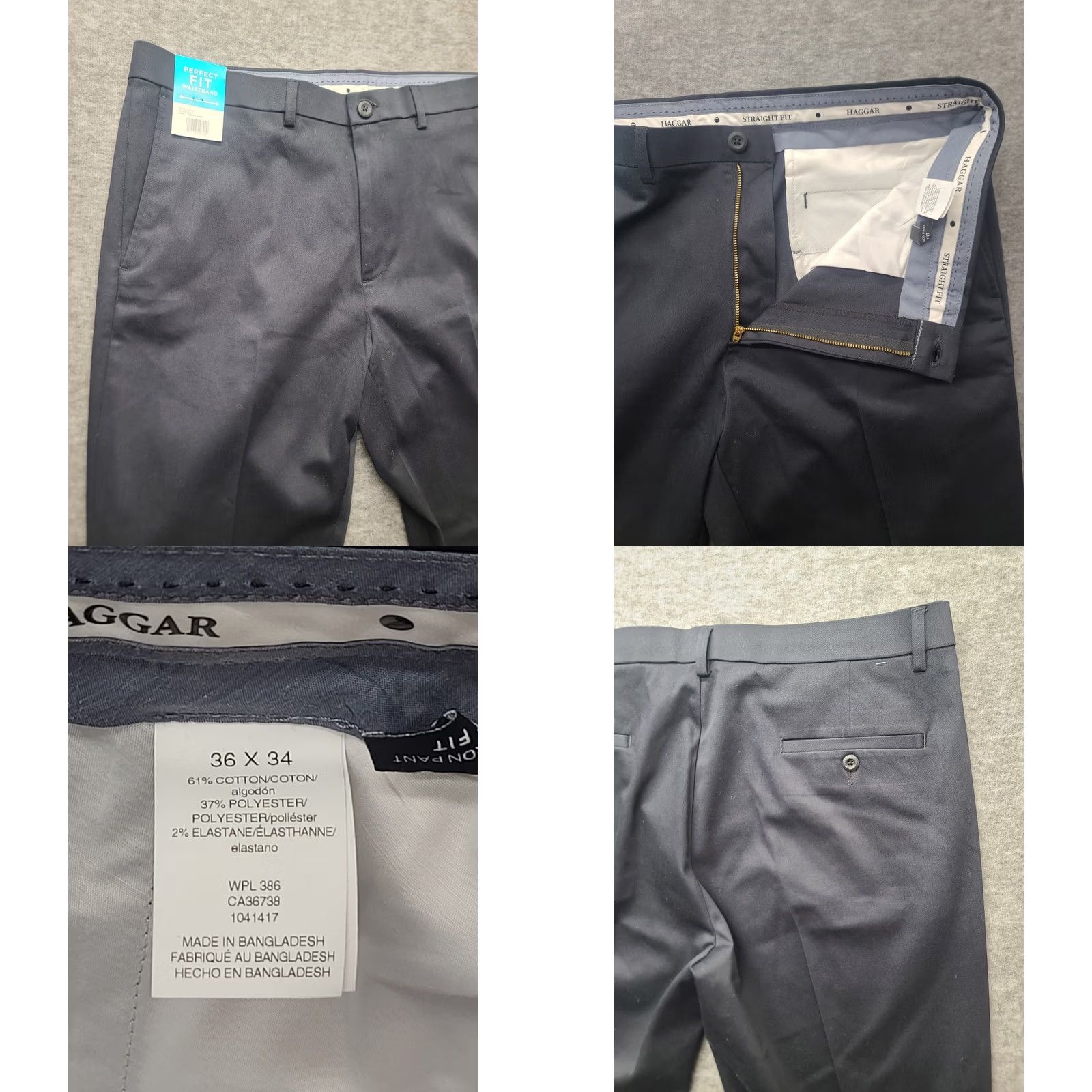Haggar Haggar Premium Khaki Pant Mens 36x34 Straight Leg Khaki Pant Regular Fit Black Cotton Polyester Spandex City Preppy Wedding Size US 36 / EU 52 - 8 Thumbnail