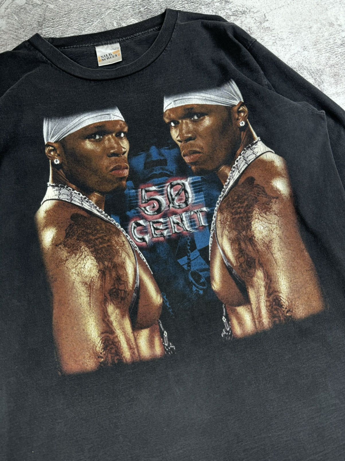 50 Cent Vintage 50 Cent Rap 90S Faded Silk Stars Longsleeve T Shirt Size US L / EU 52-54 / 3 - 6 Thumbnail
