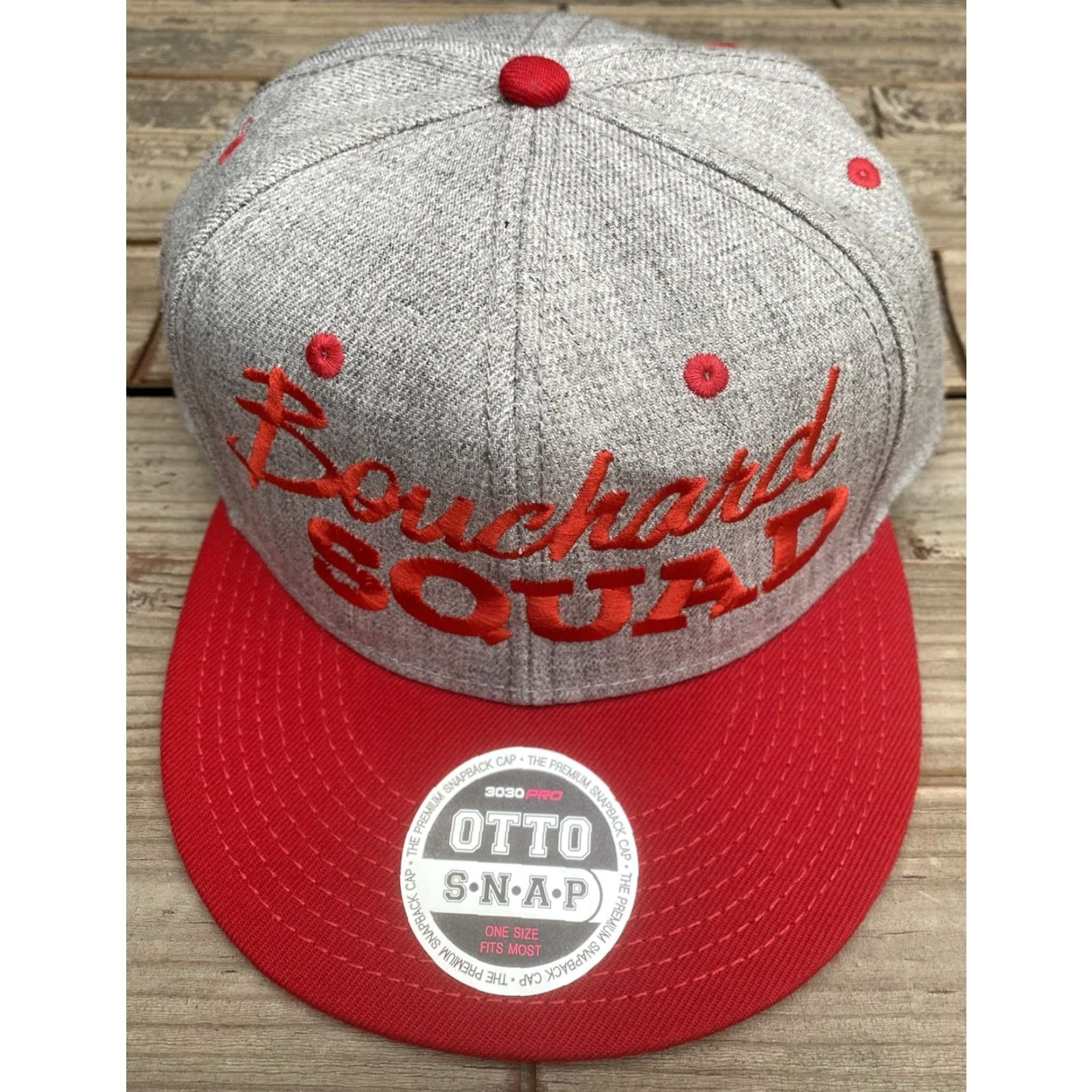 Vintage Bouchard Squad Embroidered Snapback Hat Gray Red Otto Cap Genie Bouchard Tennis Hat Size ONE SIZE - 4 Thumbnail