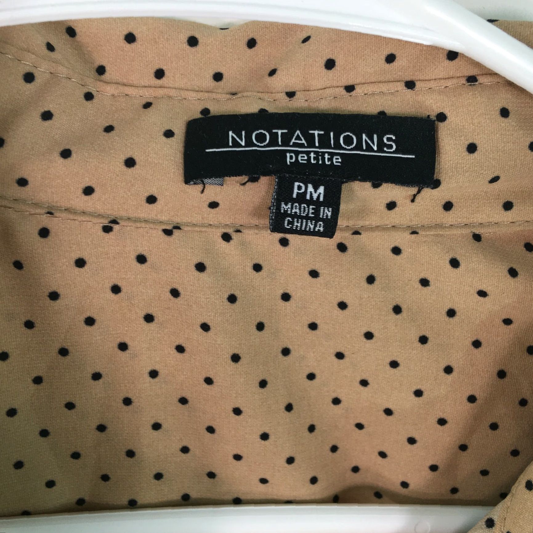 Vintage Notations Womens Blouse Casual Long Sleeves Beige Collared Button Size PM Size M / US 6-8 / IT 42-44 - 4 Thumbnail