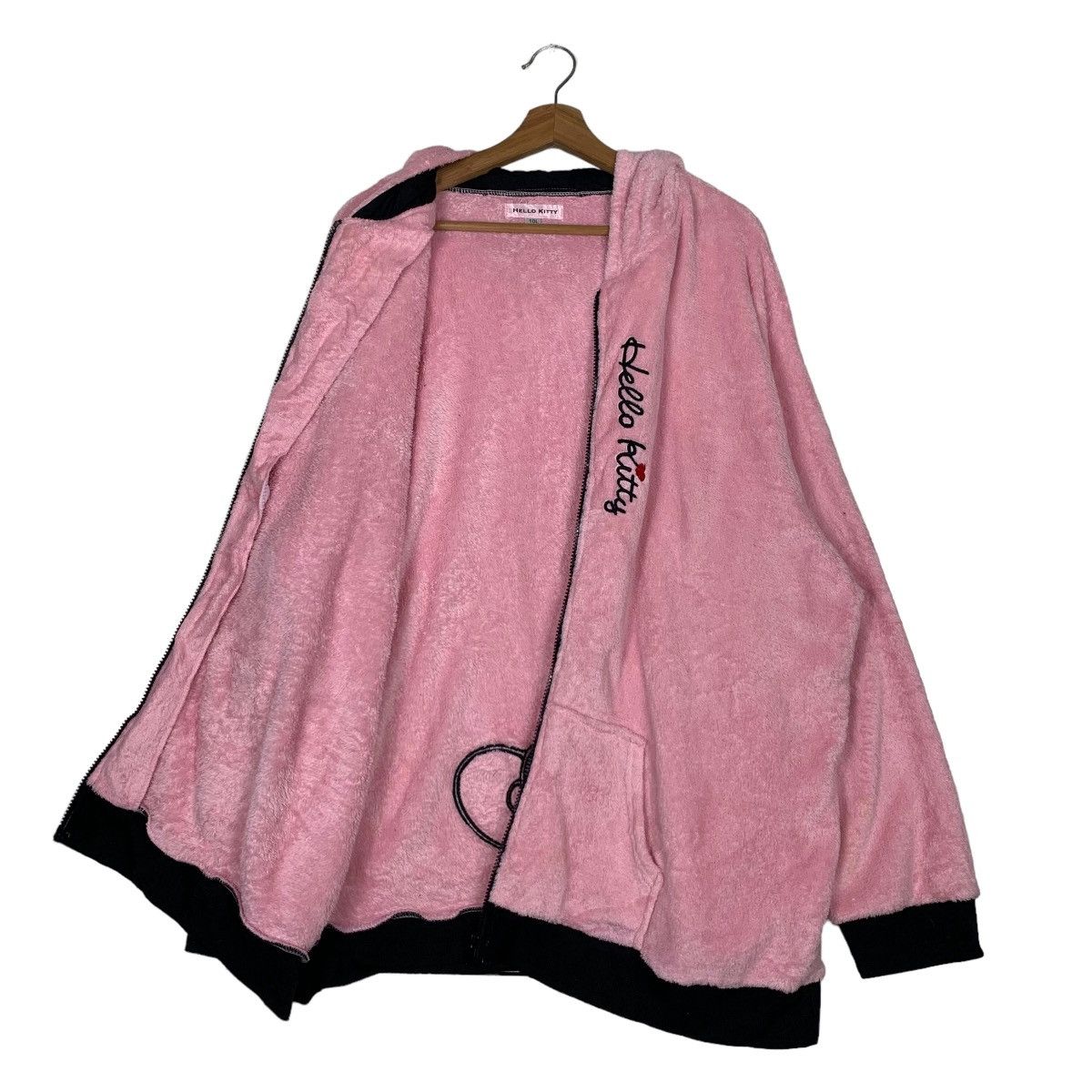 Japanese Brand HELLO KITTY EMBROIDERY LOGO PINK FLEECE HODDIES #0095-C6 Size US XXL / EU 58 / 5 - 11 Thumbnail