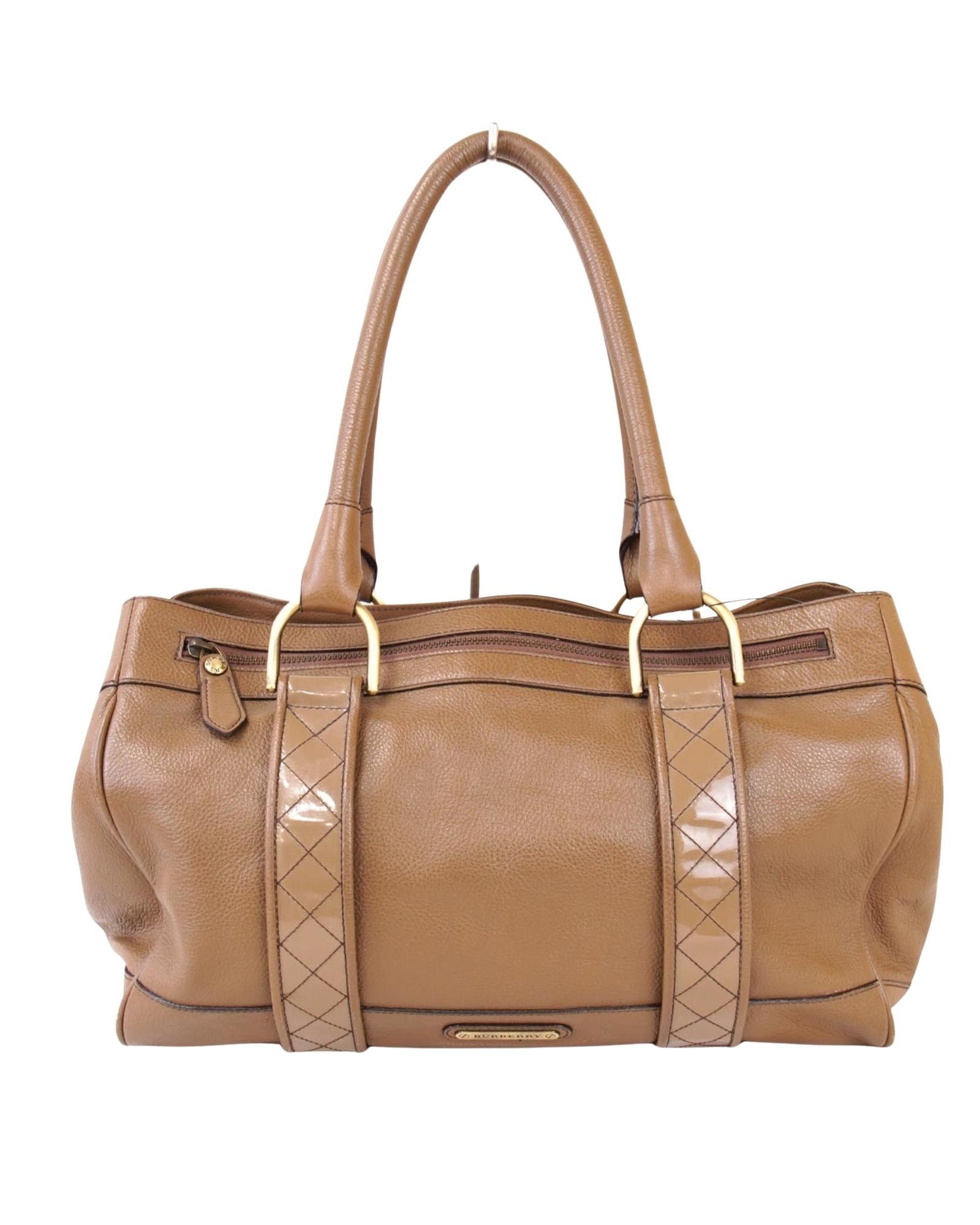 image of Burberry Elegant Brown Leather Bag, Women's