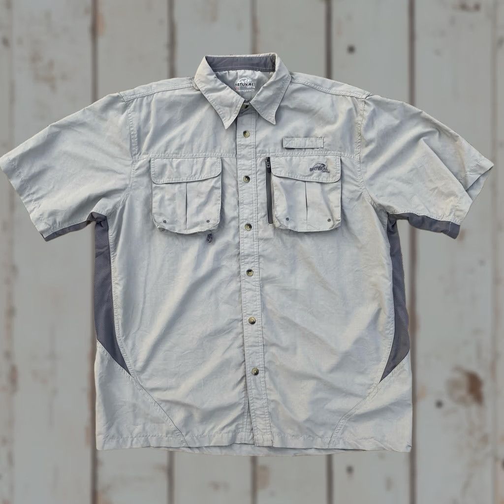 Vintage Natural Gear Mens Short Sleeve Button-Up Vented Back Outdoor Shirt Grey L Size US L / EU 52-54 / 3 - 1 Thumbnail