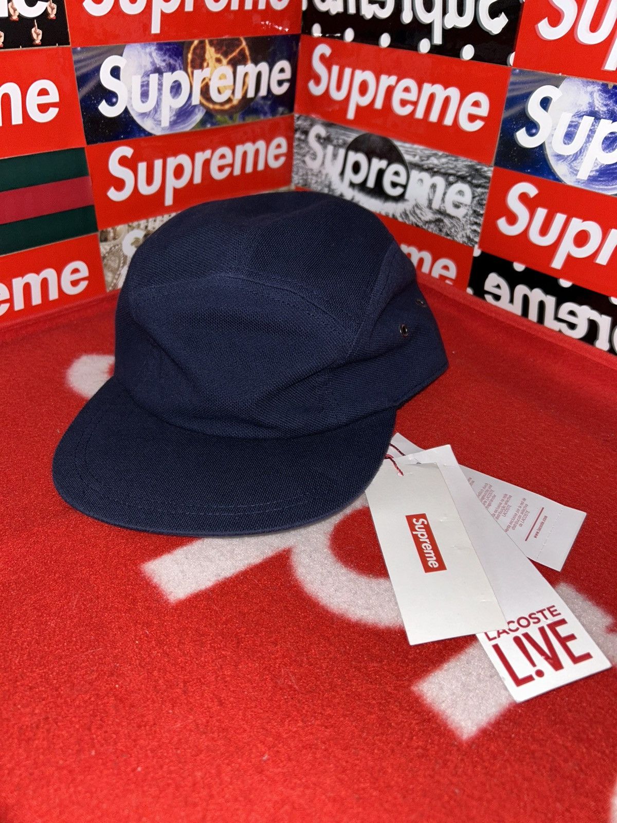 Supreme Supreme x Lacoste Piqué Navy Camp Cap SS17 NEW WITH TAGS Size ONE SIZE - 4 Thumbnail