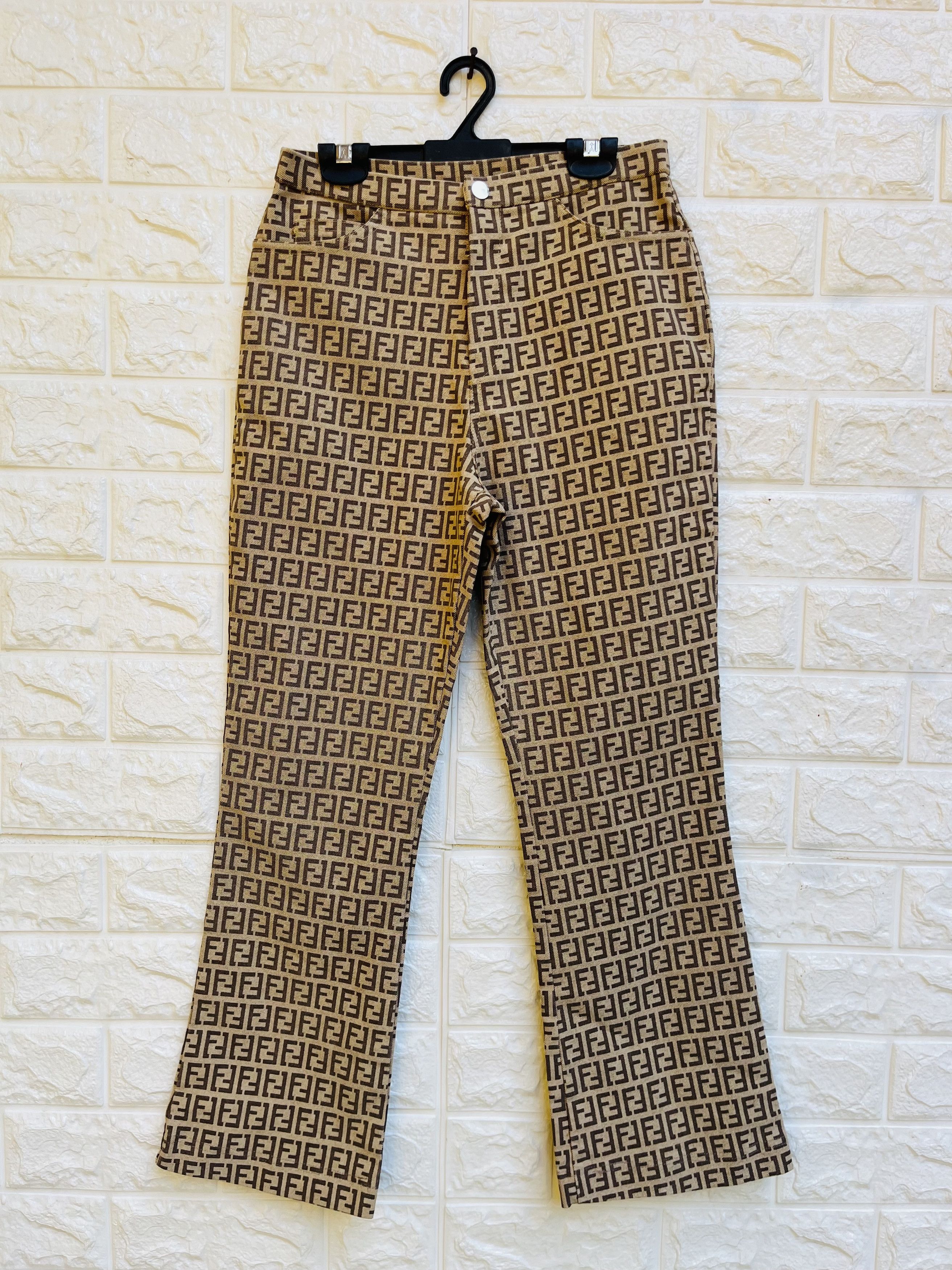 image of Vintage Monogram Japanese Designer Fashion Style Pant in Coco Brown, Women's (Size 24)