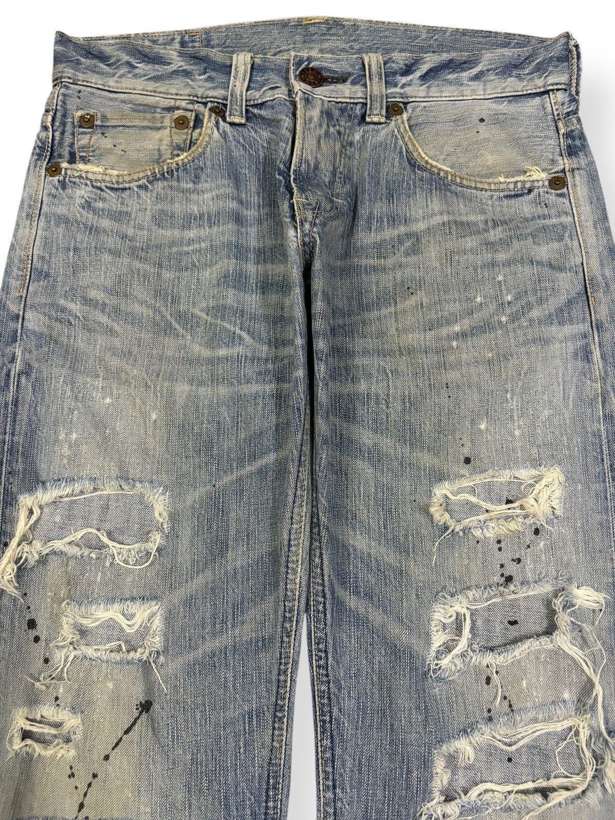 Edwin Edwin 503 Blue Trip Paint Splatter Distressed Grunge Jeans Size US 32 / EU 48 - 3 Thumbnail