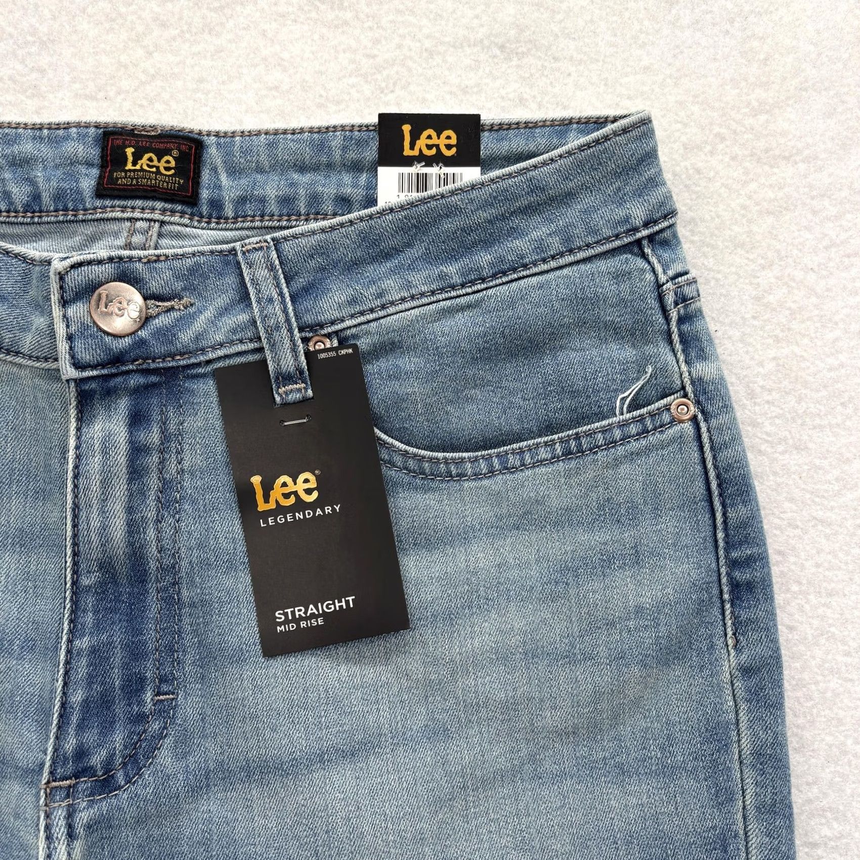 Lee Lee Jeans Womens 12 Tall Blue Light Wash Straight Mid Rise Stretch Denim NWT Size 34" / US 12 / IT 48 - 3 Thumbnail
