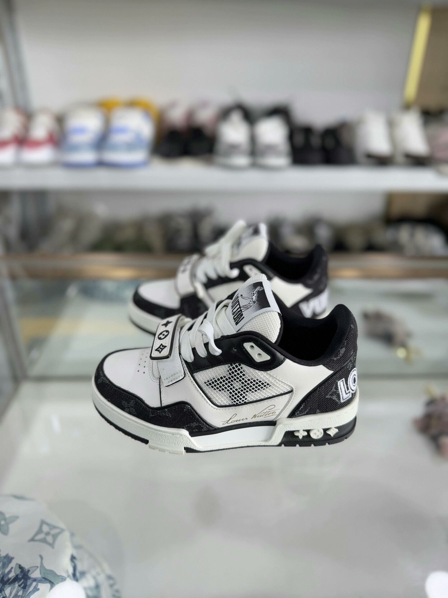 Louis Vuitton Louis Vuitton Trainer Velcro Black White Denim Size US 4.5 / IT 34.5 - 1 Thumbnail