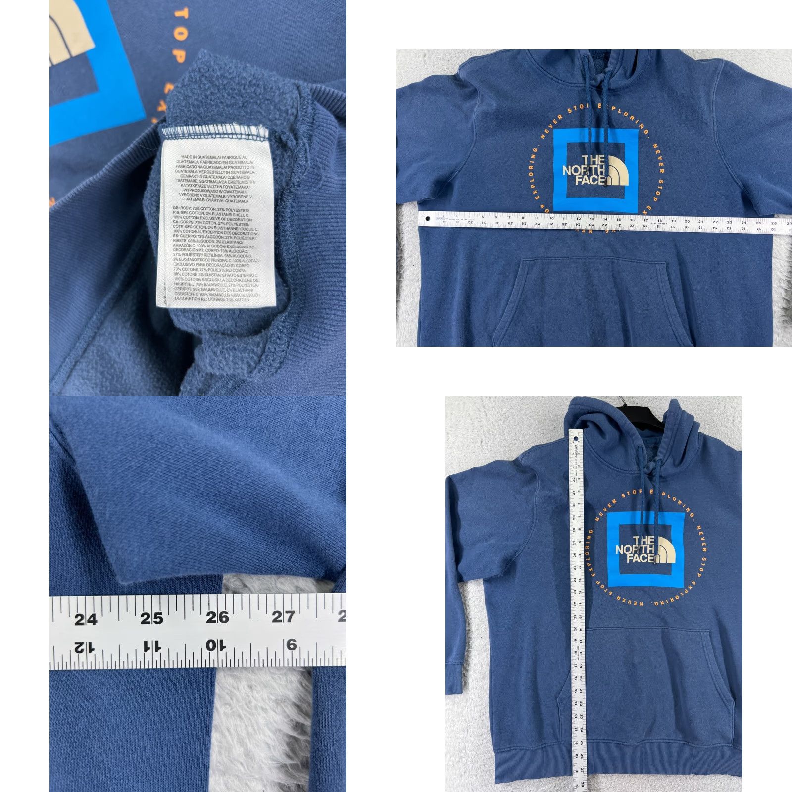 The North Face The North Face Men Hoodie XS XL Blue Cotton Blend Jersey Pockets Crew Neck Sweatshirt Pullover Solid Brand: The North Face Size US XL / EU 56 / 4 - 8 Thumbnail