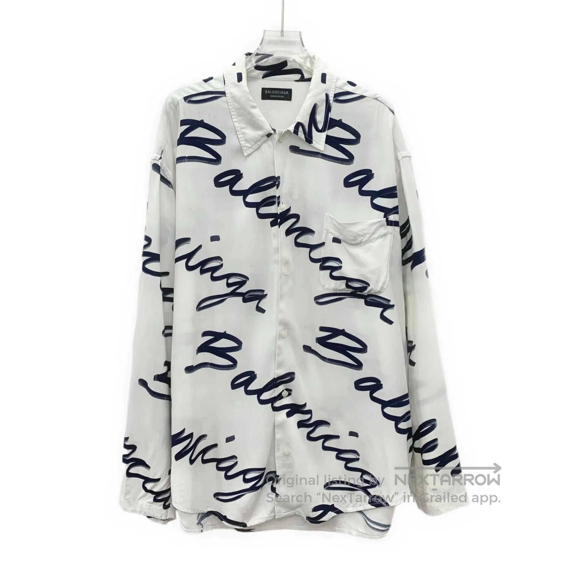 Balenciaga Balenciaga White Logo Letter Print Collar Long Sleeve Shir Size XS / US 0-2 / IT 36-38 - 1 Thumbnail