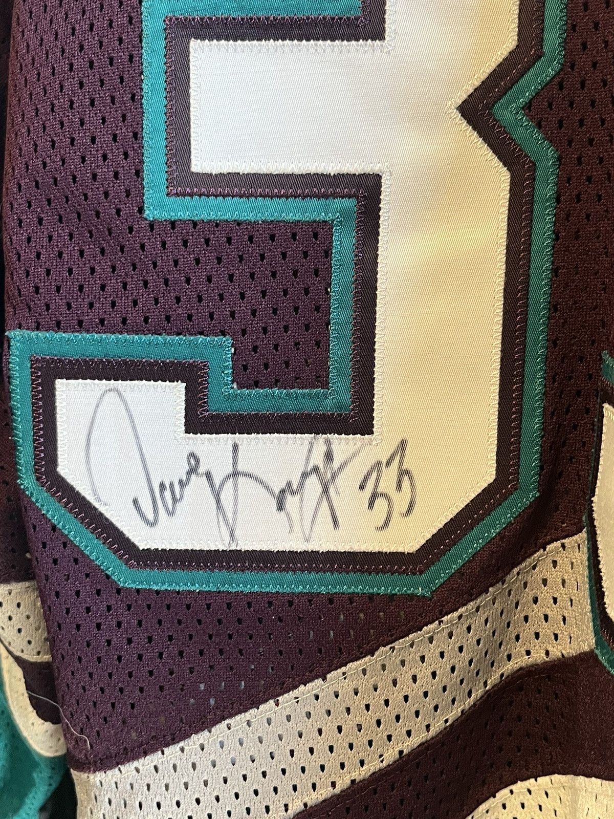 Ccm Vintage Signed Mighty Ducks #33 Dave Karpa NHL Hockey Jersey Size US L / EU 52-54 / 3 - 4 Thumbnail